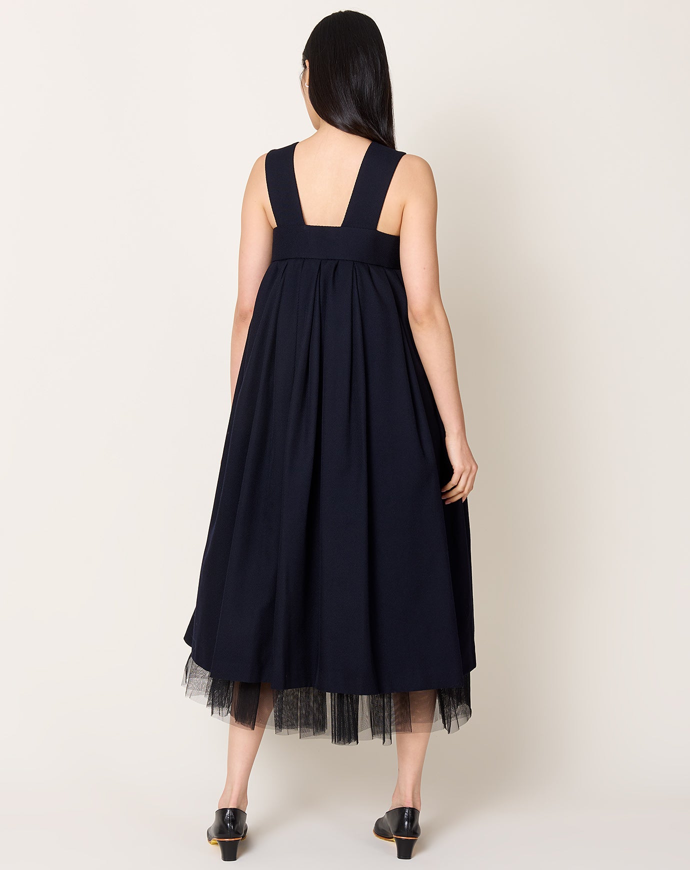 Comme des Garçons Comme des Garçons Wool Tulle Layer Dress in Navy Black
