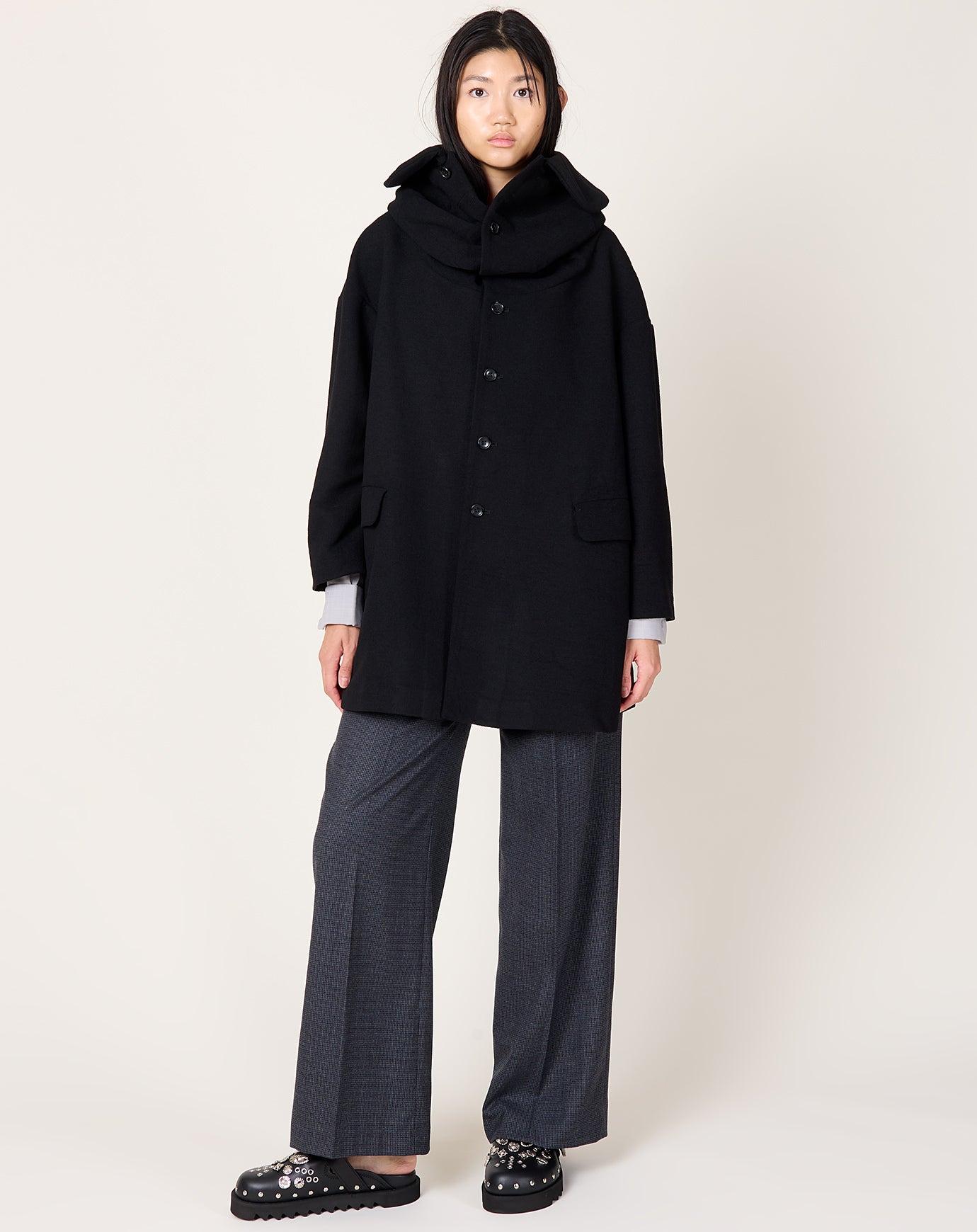 Comme des Garçons Comme des Garçons Fold Collar Coat in Black