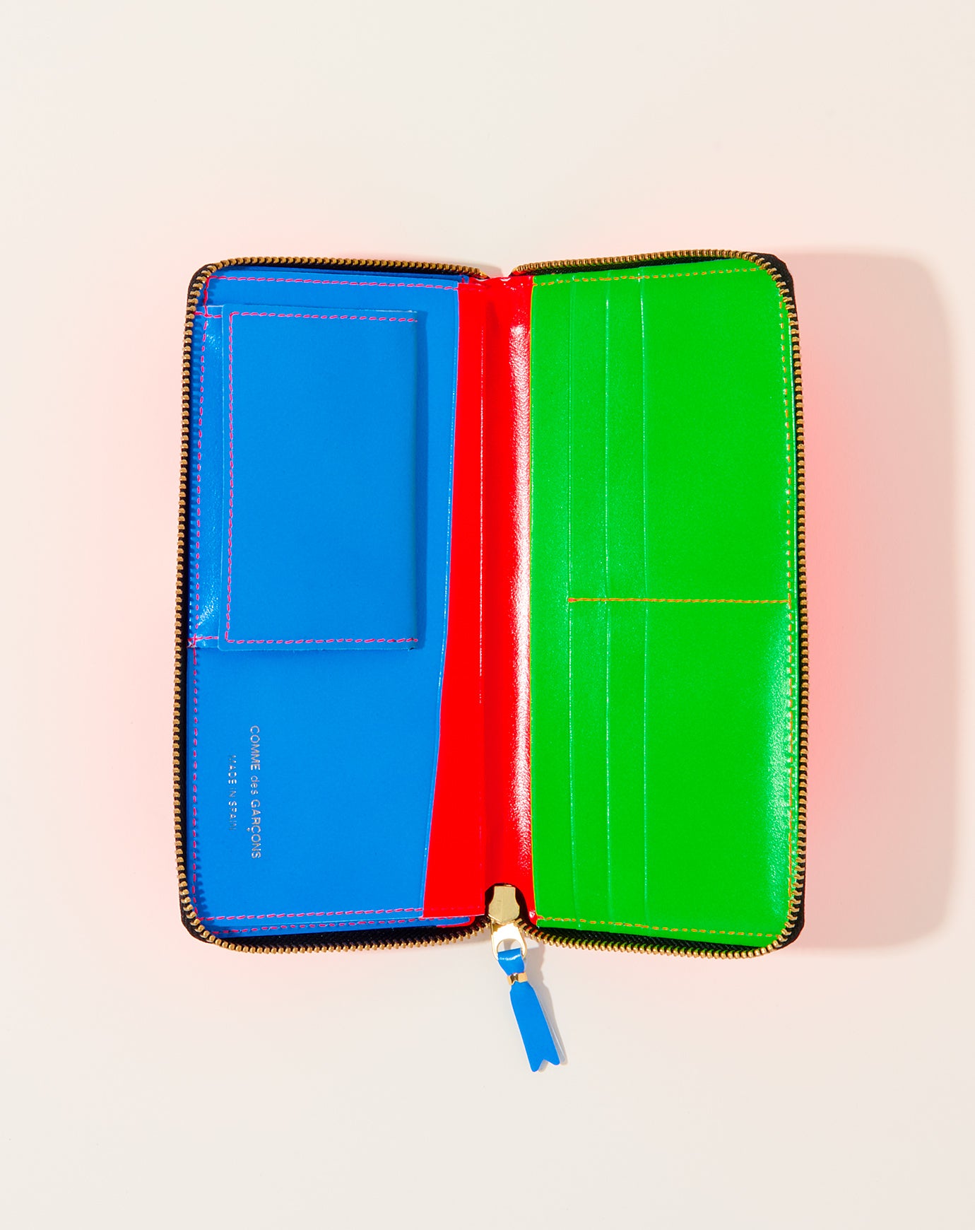 Comme des Garçons  Leather Wallet in Super Fluo Orange