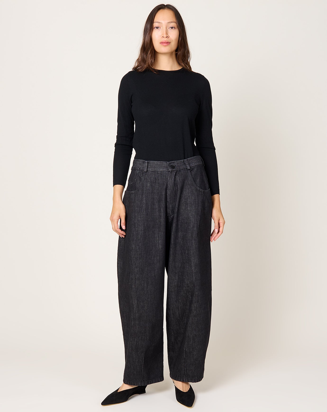 Cordera Denim Baggy Pants in Black