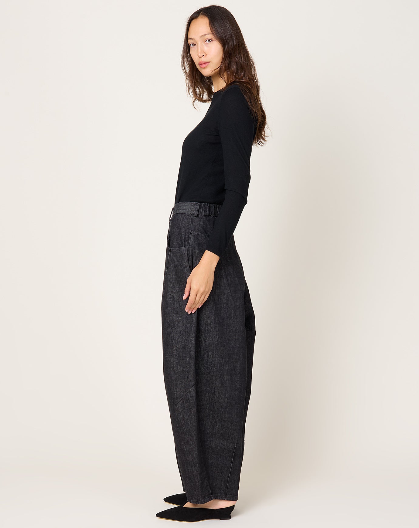 Cordera Denim Baggy Pants in Black