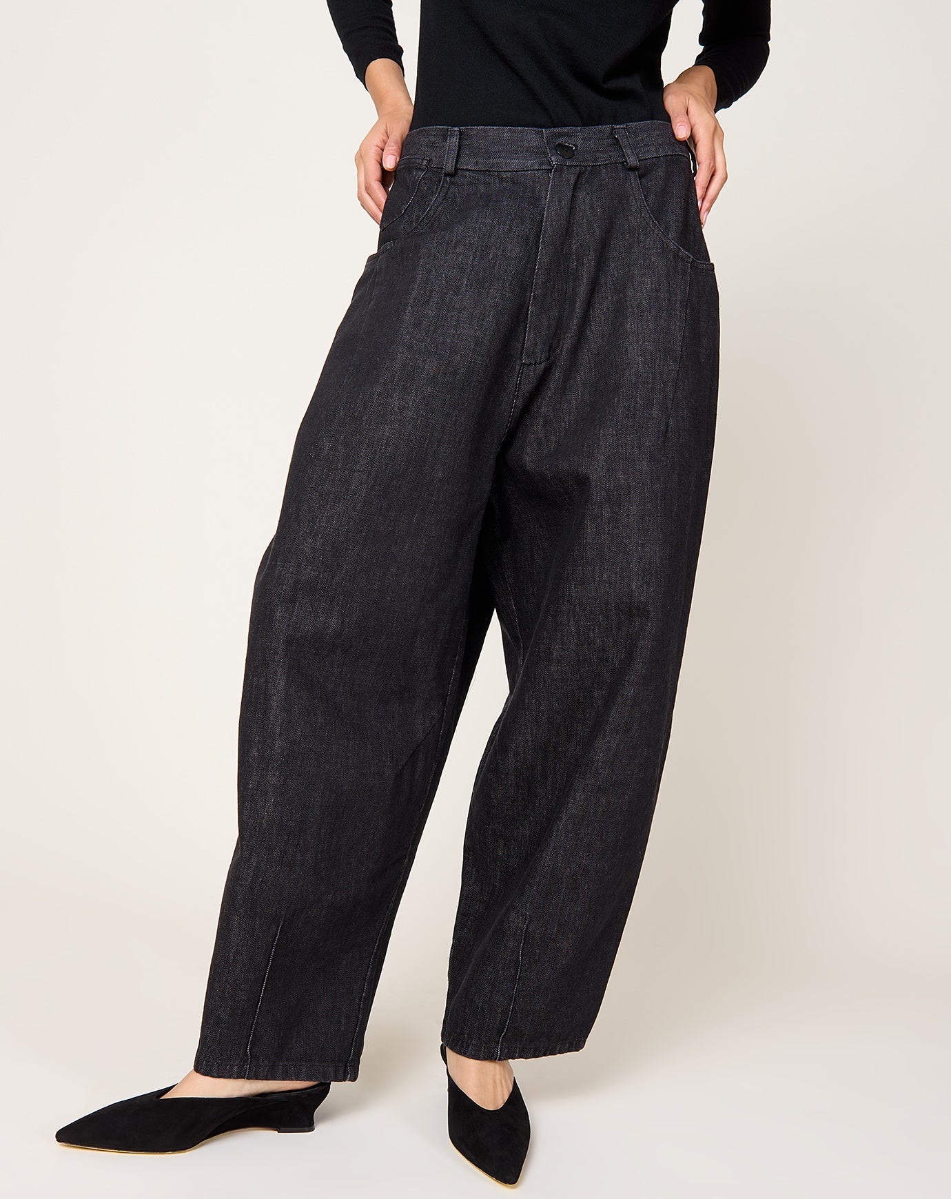 Cordera Denim Baggy Pants in Black