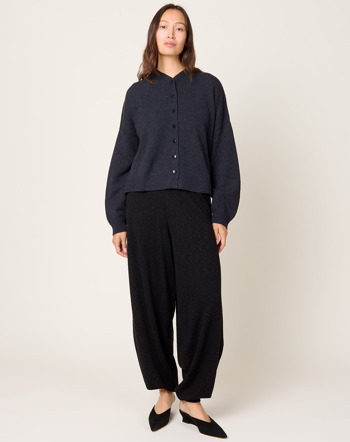 Cordera Flecked Cotton Pants in Anthracite