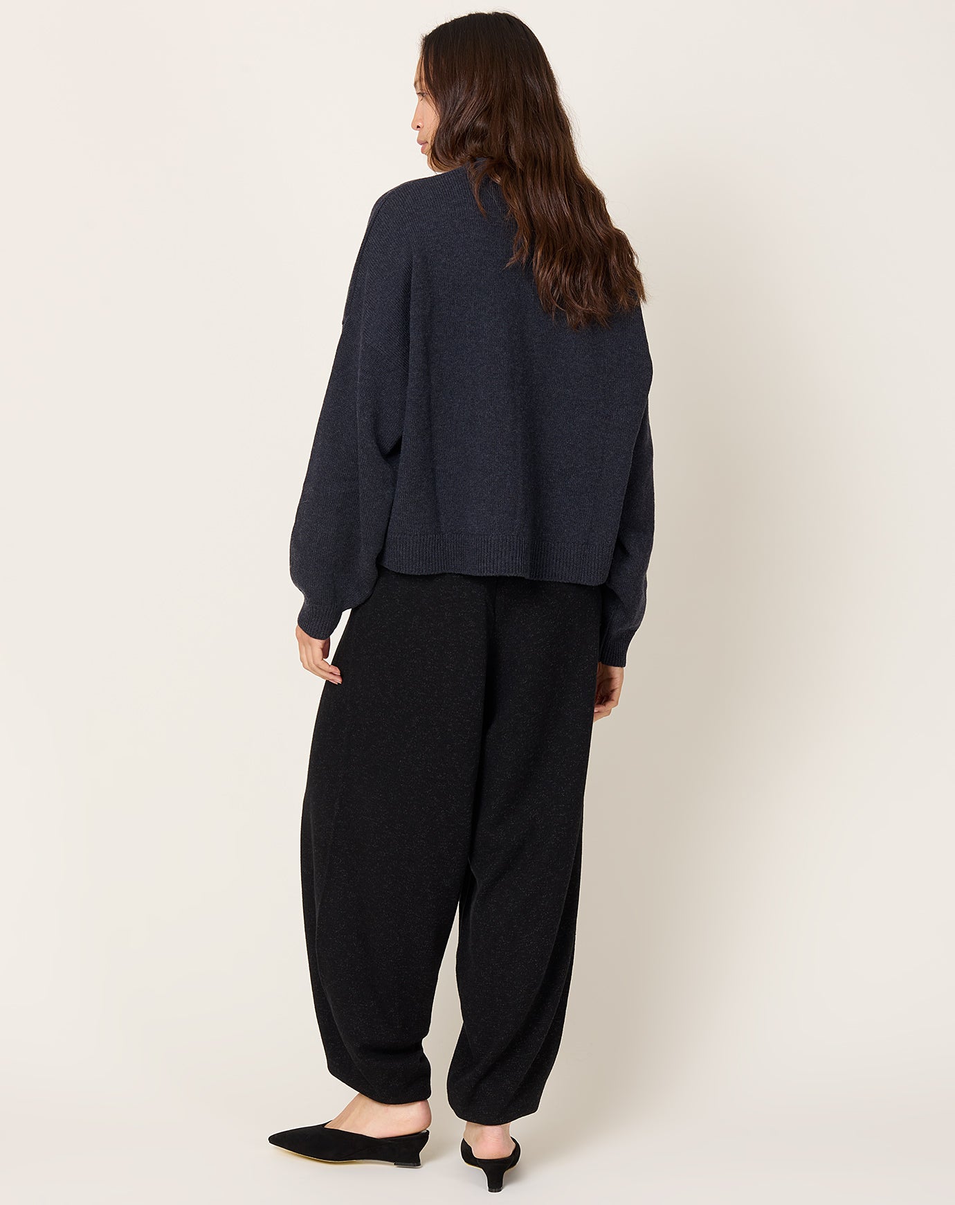 Cordera Flecked Cotton Pants in Anthracite