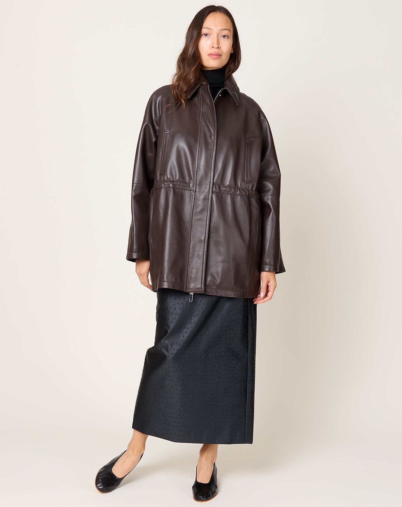 Cordera Nappa Trench Jacket in Brown