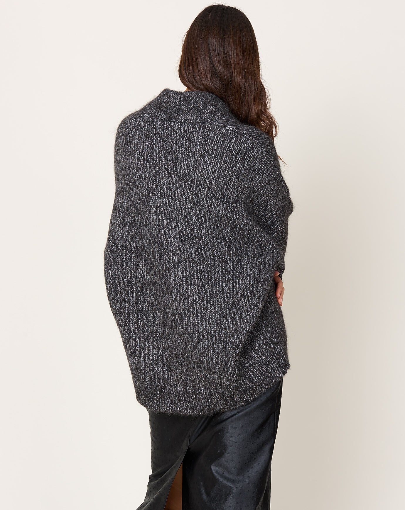 Cordera Oversized Cardigan in Black Melange
