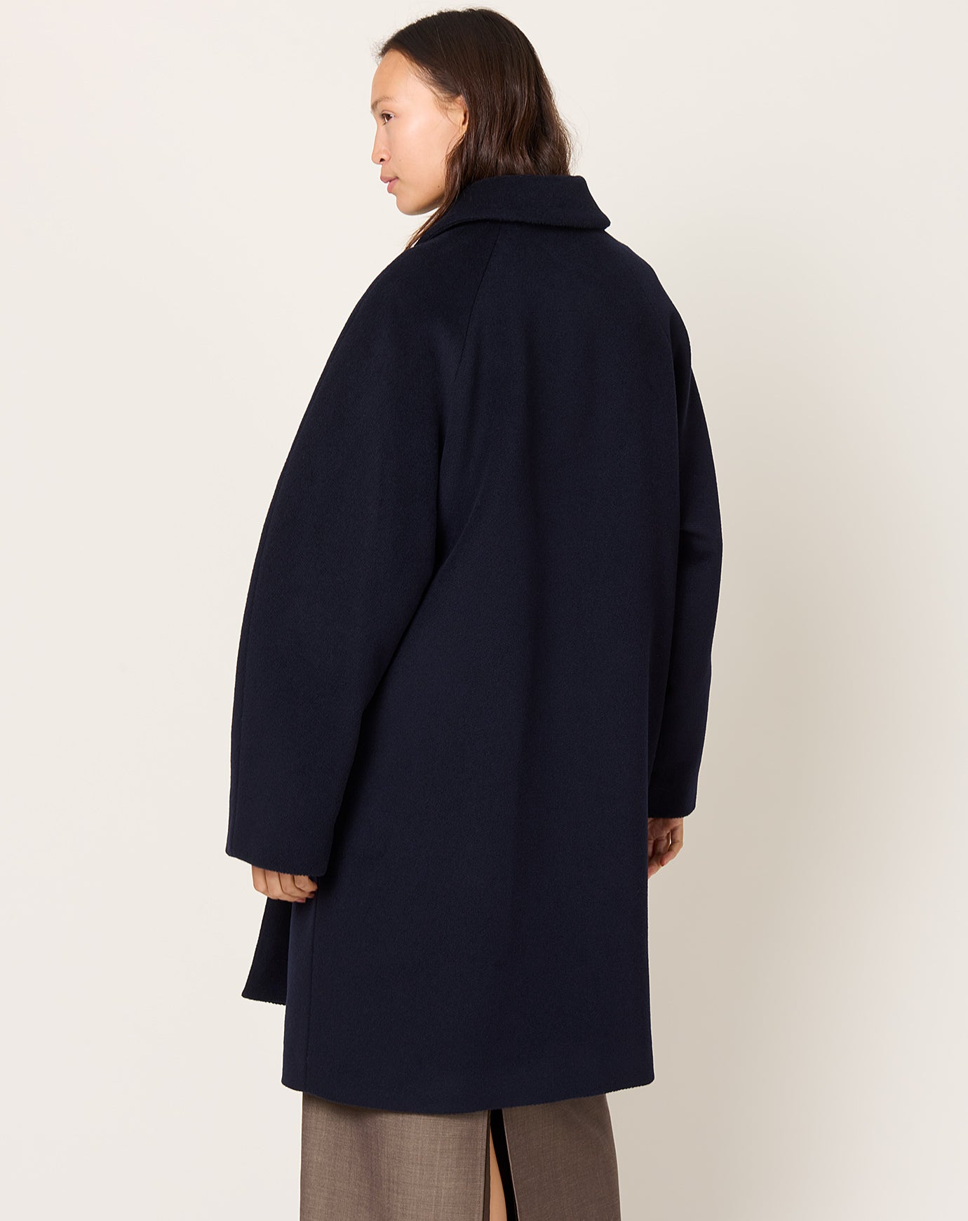 Cordera Single Breasted Wool Coat in Navy