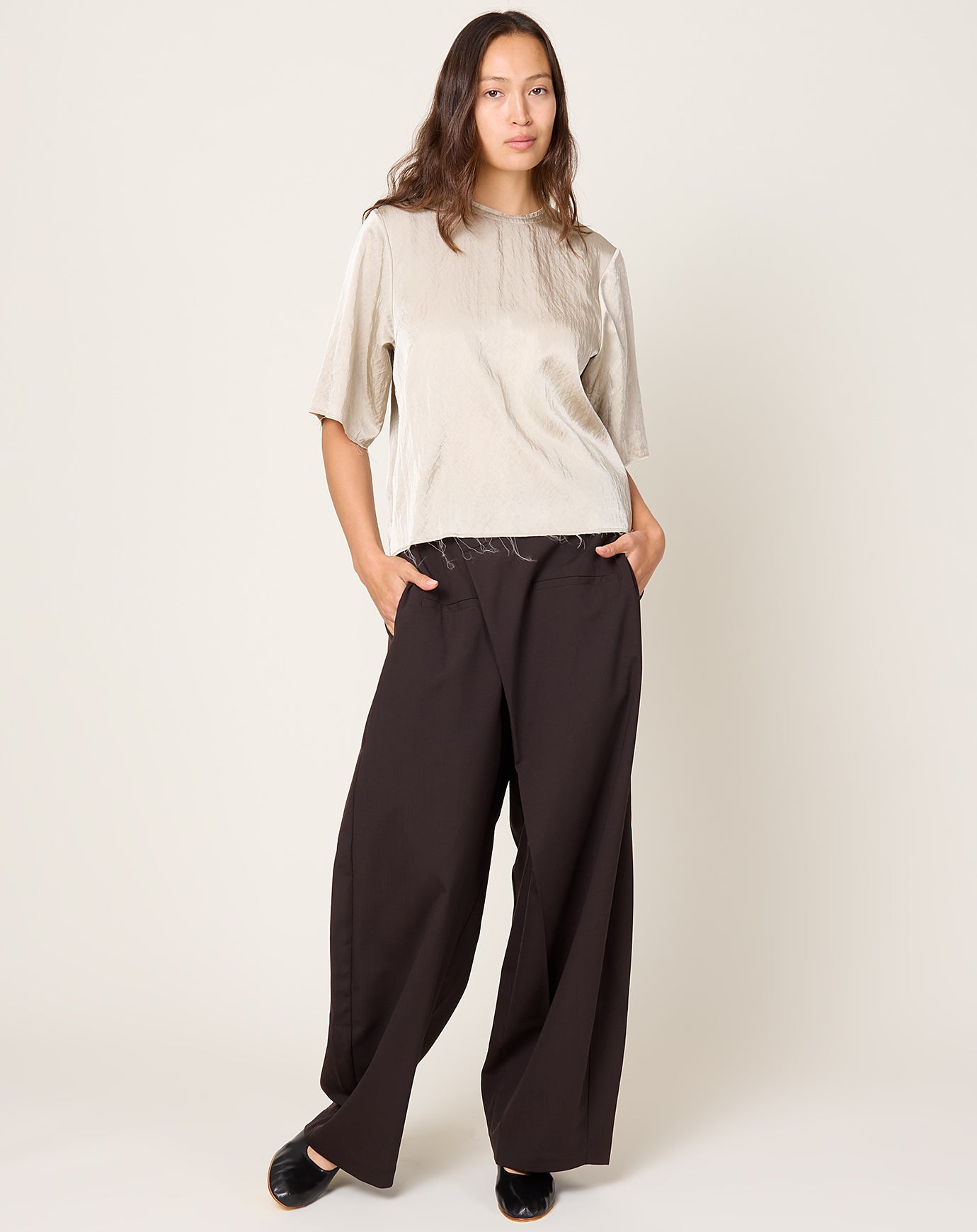 Cordera Tailoring Crossover Pants in Dark Brown