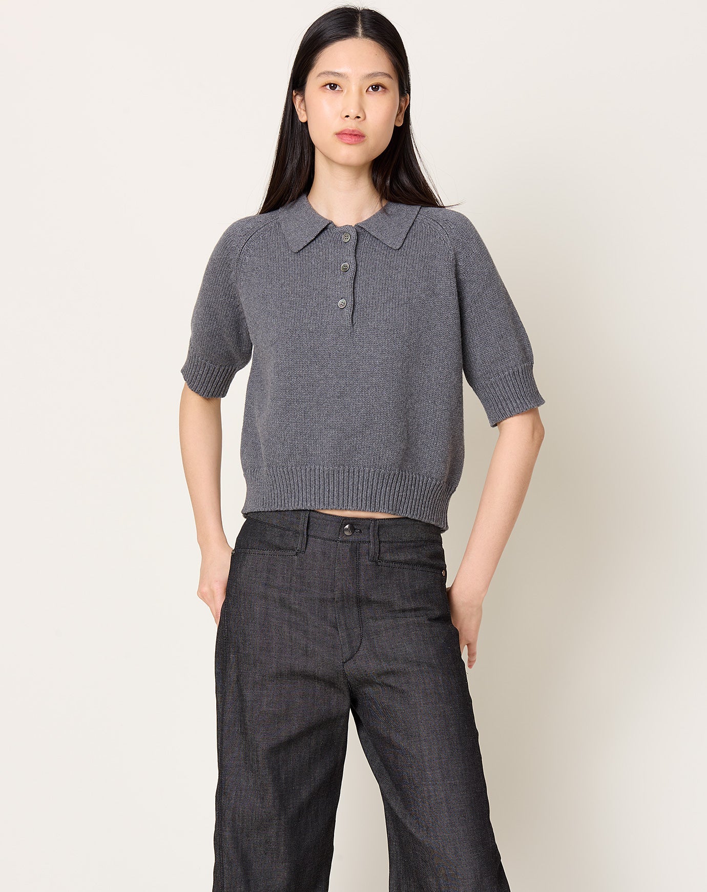 Demylee Bailey Polo in Dark Heather Grey