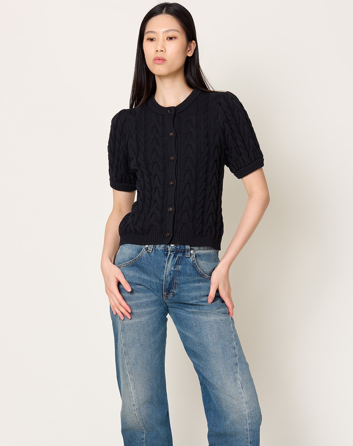 Demylee Julia Cotton Cardigan in Black
