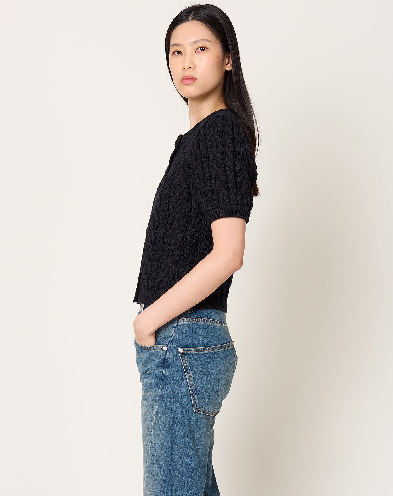 Demylee Julia Cotton Cardigan in Black