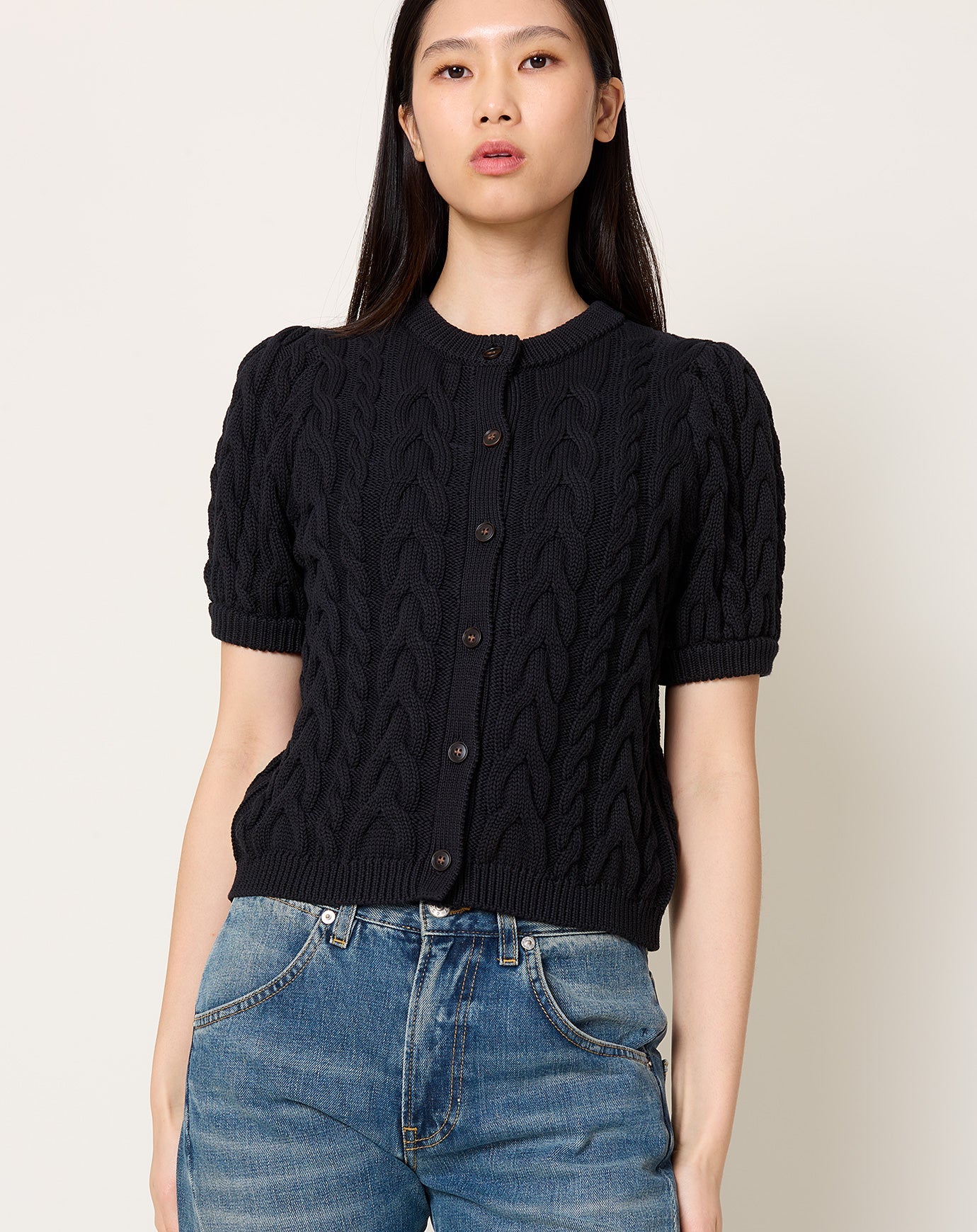 Demylee Julia Cotton Cardigan in Black