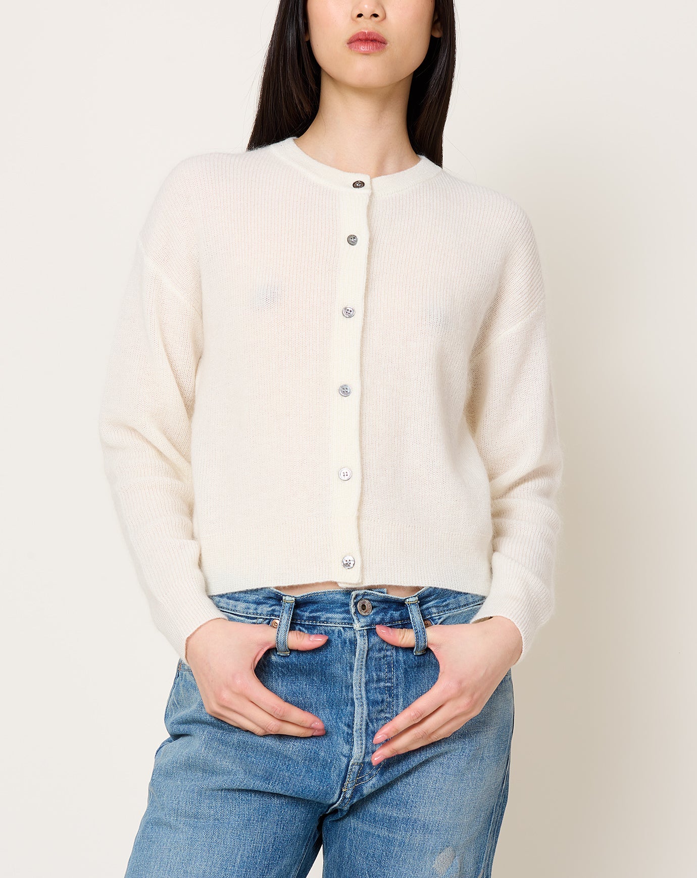 Demylee Julissa Mohair Cardigan in Off White