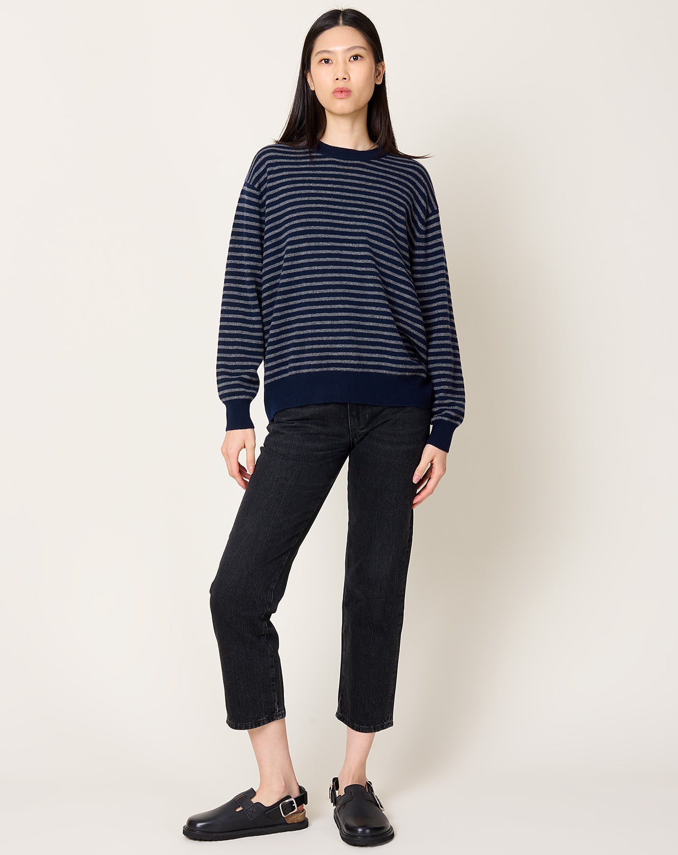 Demylee Neve Sweater in Navy & Dark Heather Grey