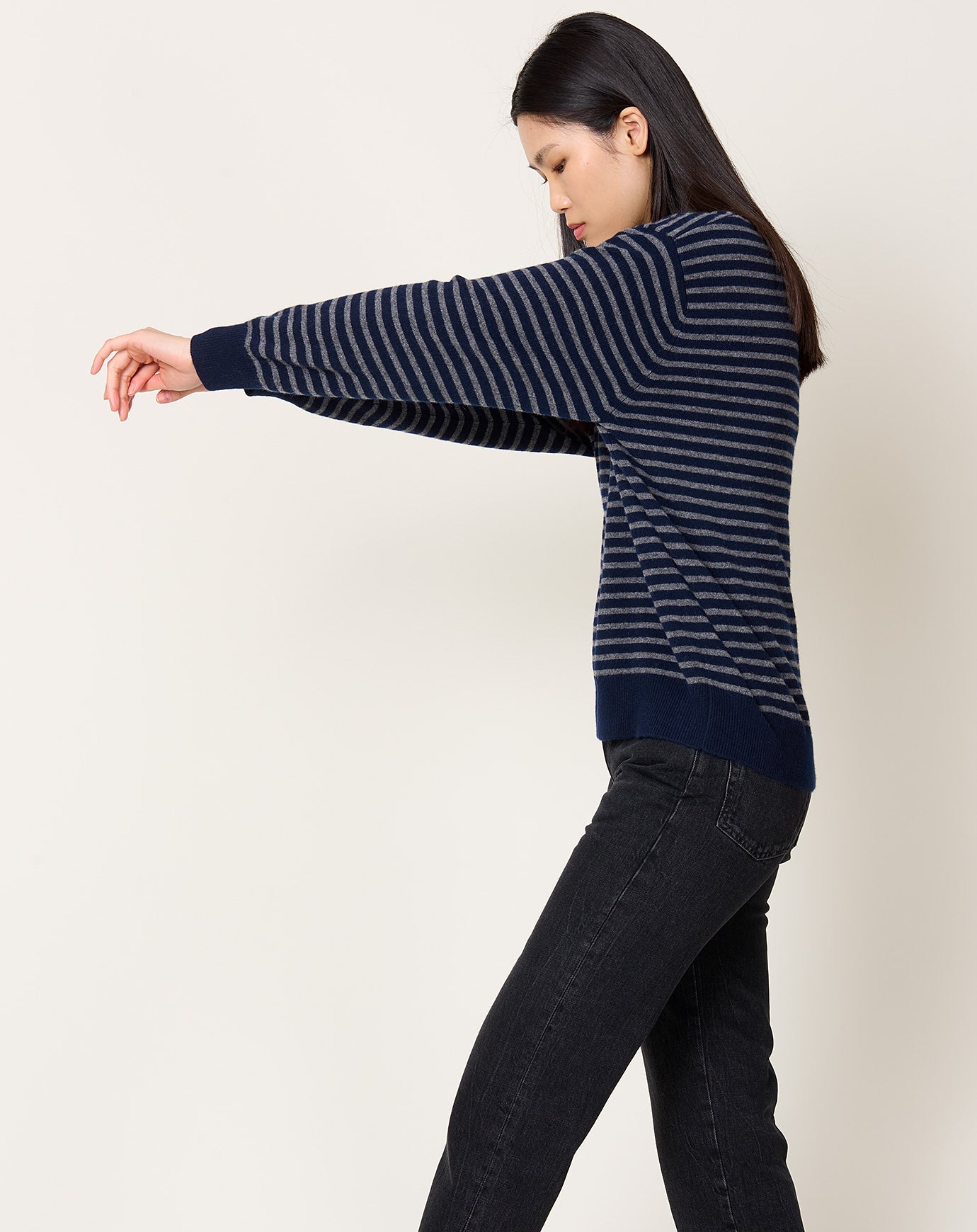Demylee Neve Sweater in Navy & Dark Heather Grey