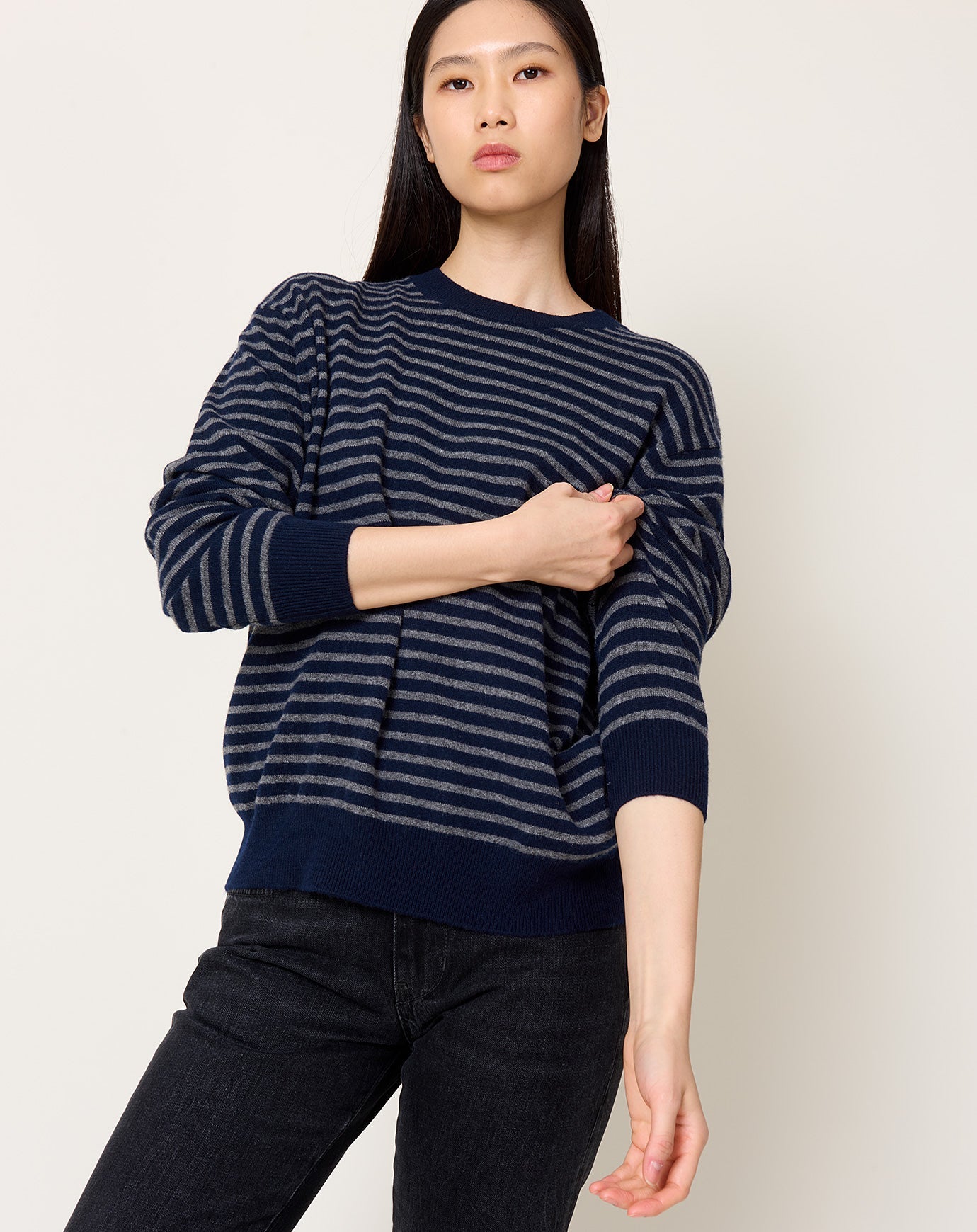 Demylee Neve Sweater in Navy & Dark Heather Grey