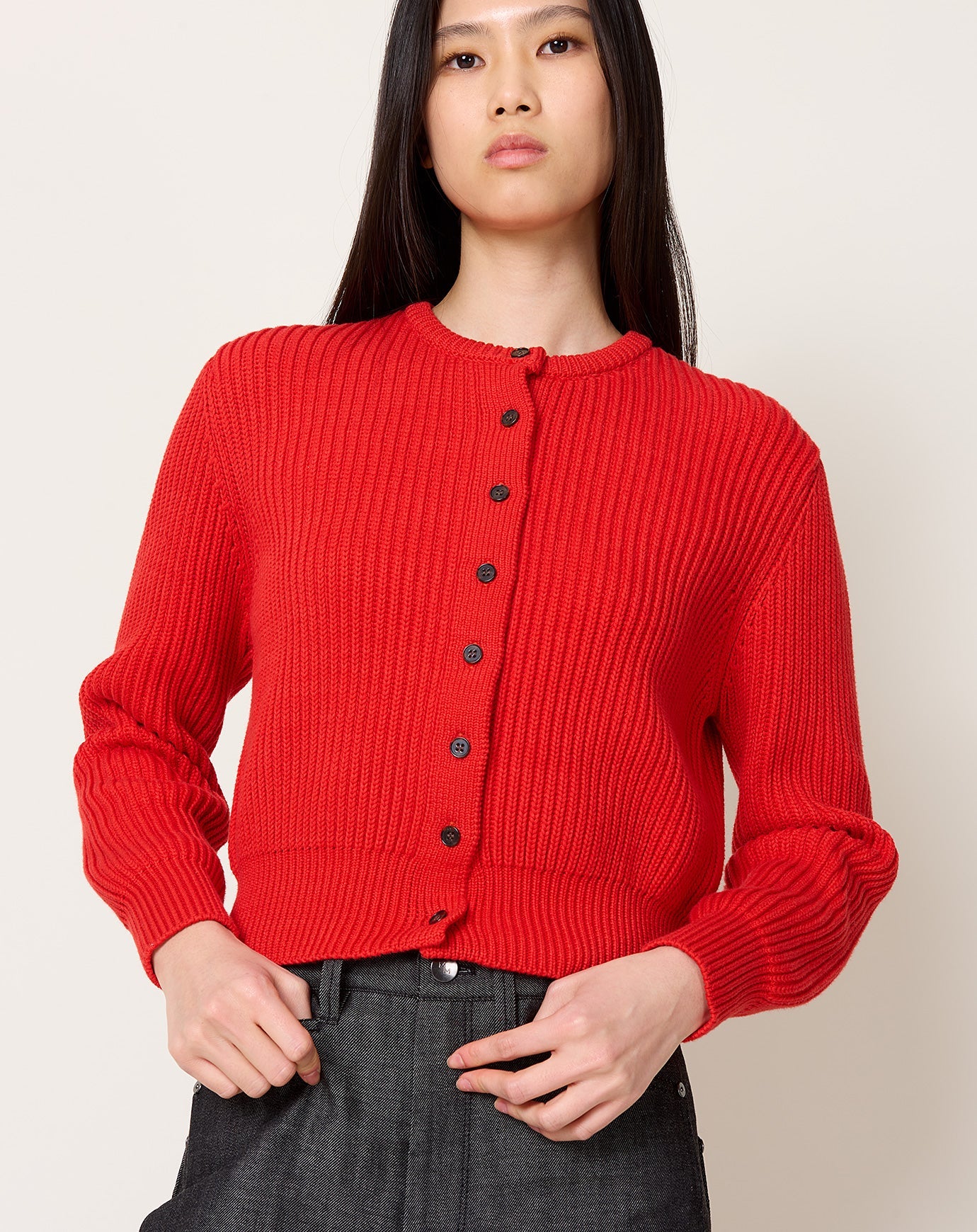 Demylee Riana Cotton Cardigan in Vermillion