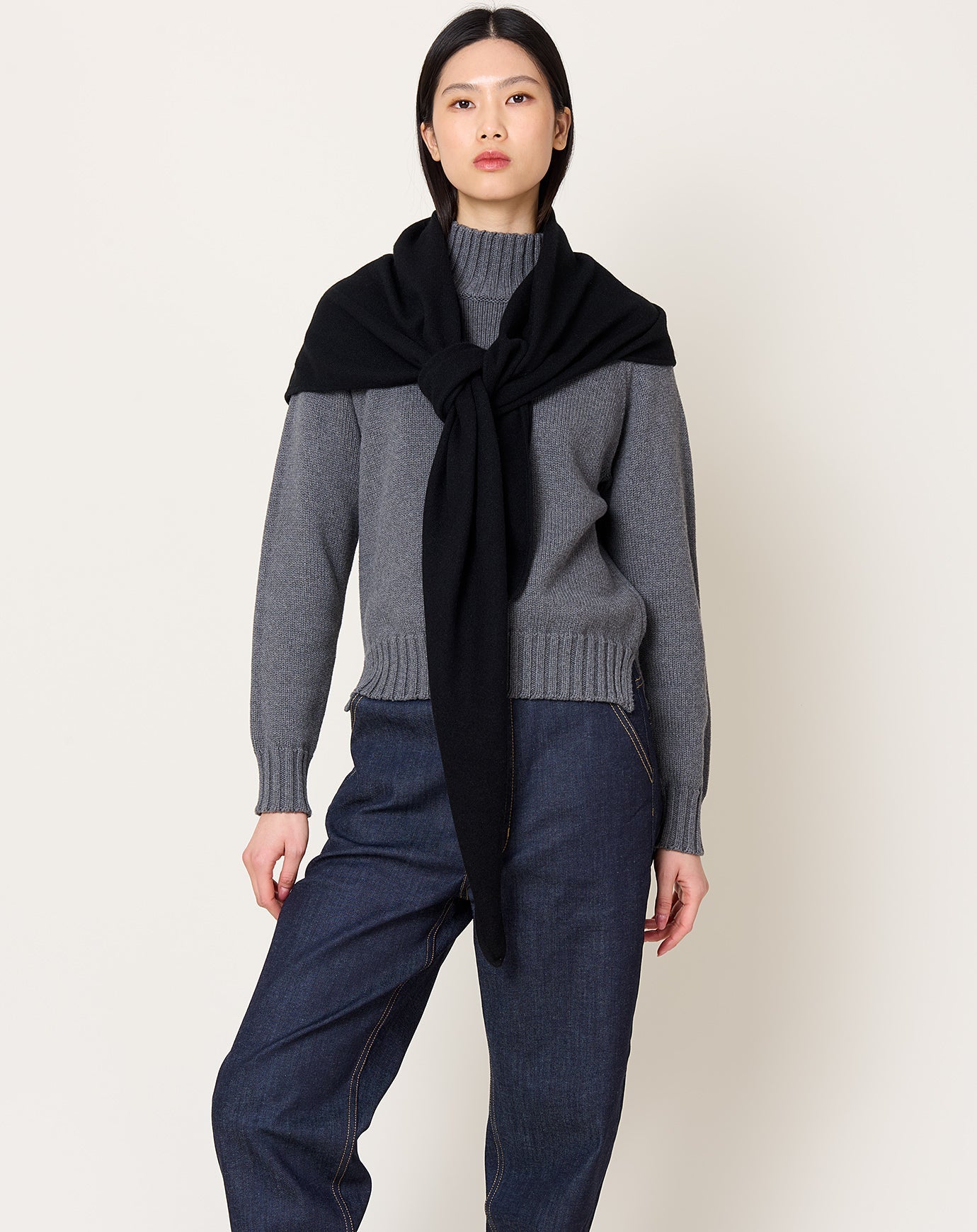 Demylee Ruri Large Cashmere Bandana in Black