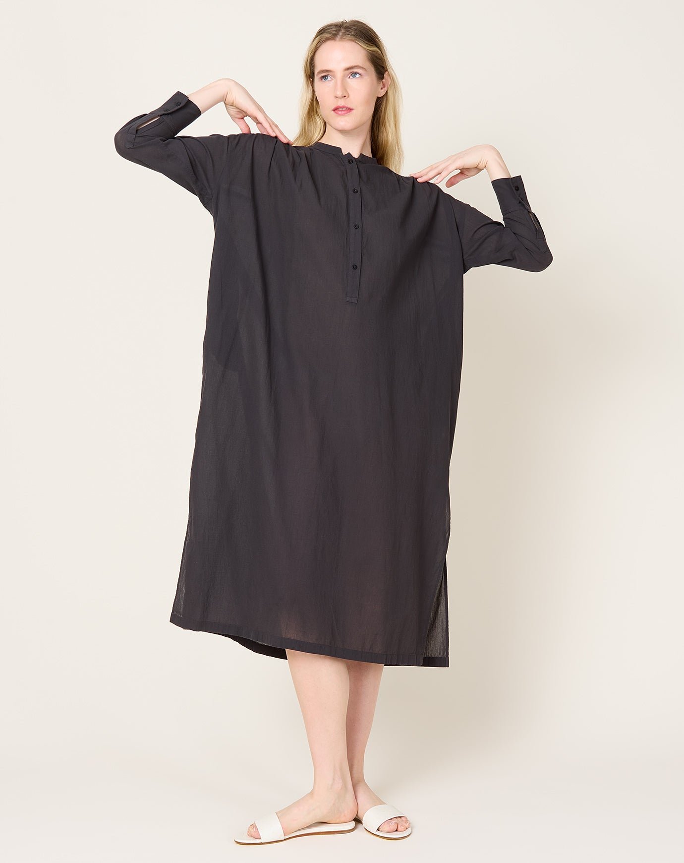 evam eva Botanical Dye Dress in Sumi