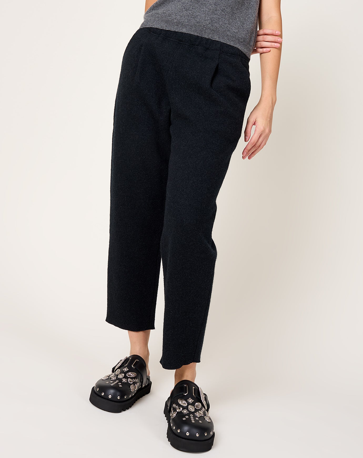 evam eva Press Wool Pants in Charcoal