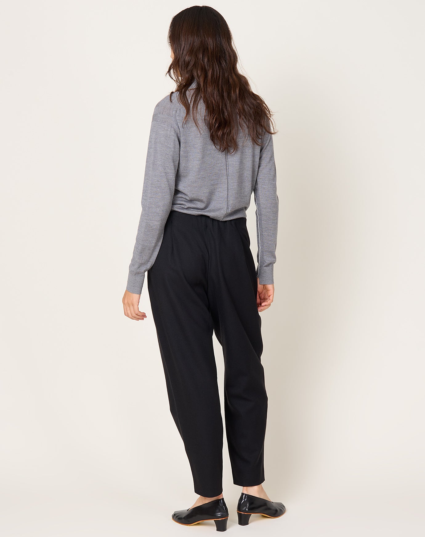 evam eva Wool Tuck Pants in Sumi