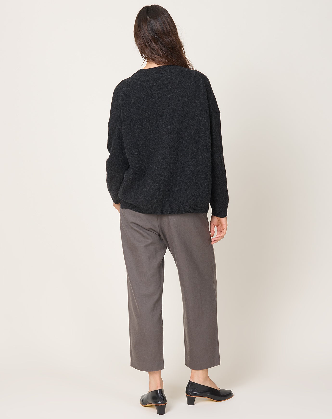 evam eva Wool Wide Pants in Winter Leaf