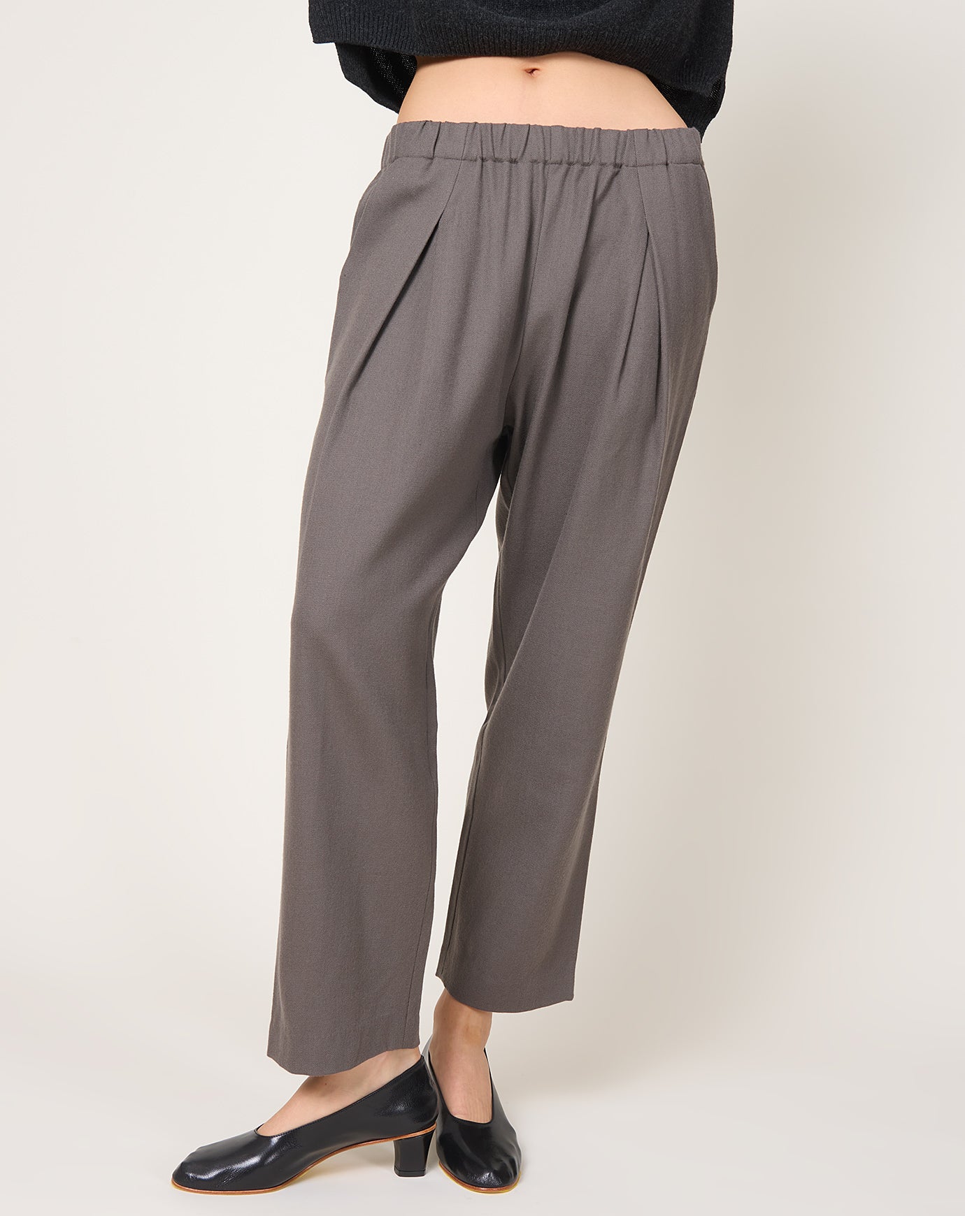 evam eva Wool Wide Pants in Winter Leaf