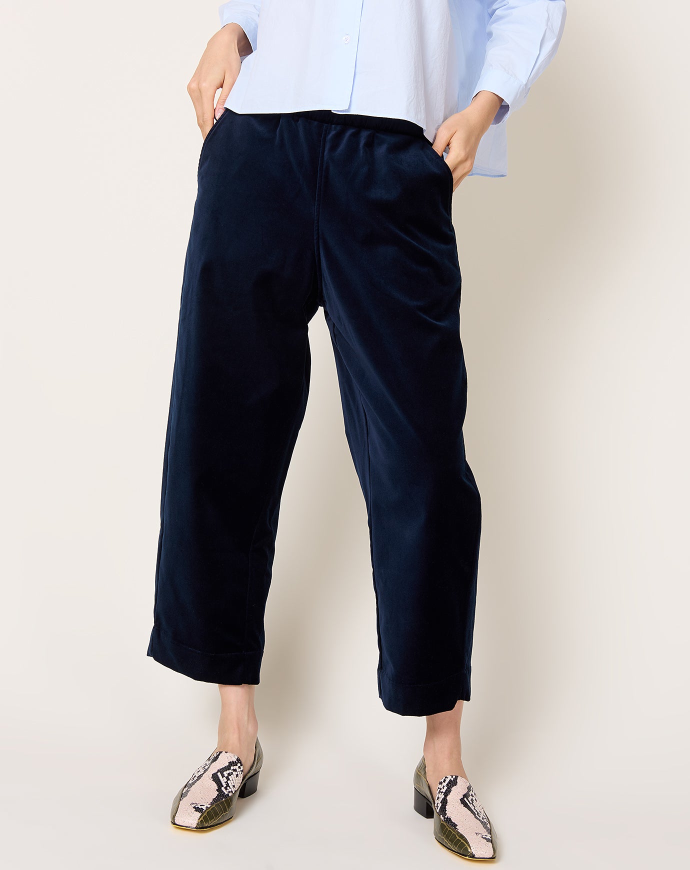 Fabiana Pigna Velvet Torme Pant in Ciel de Nuit