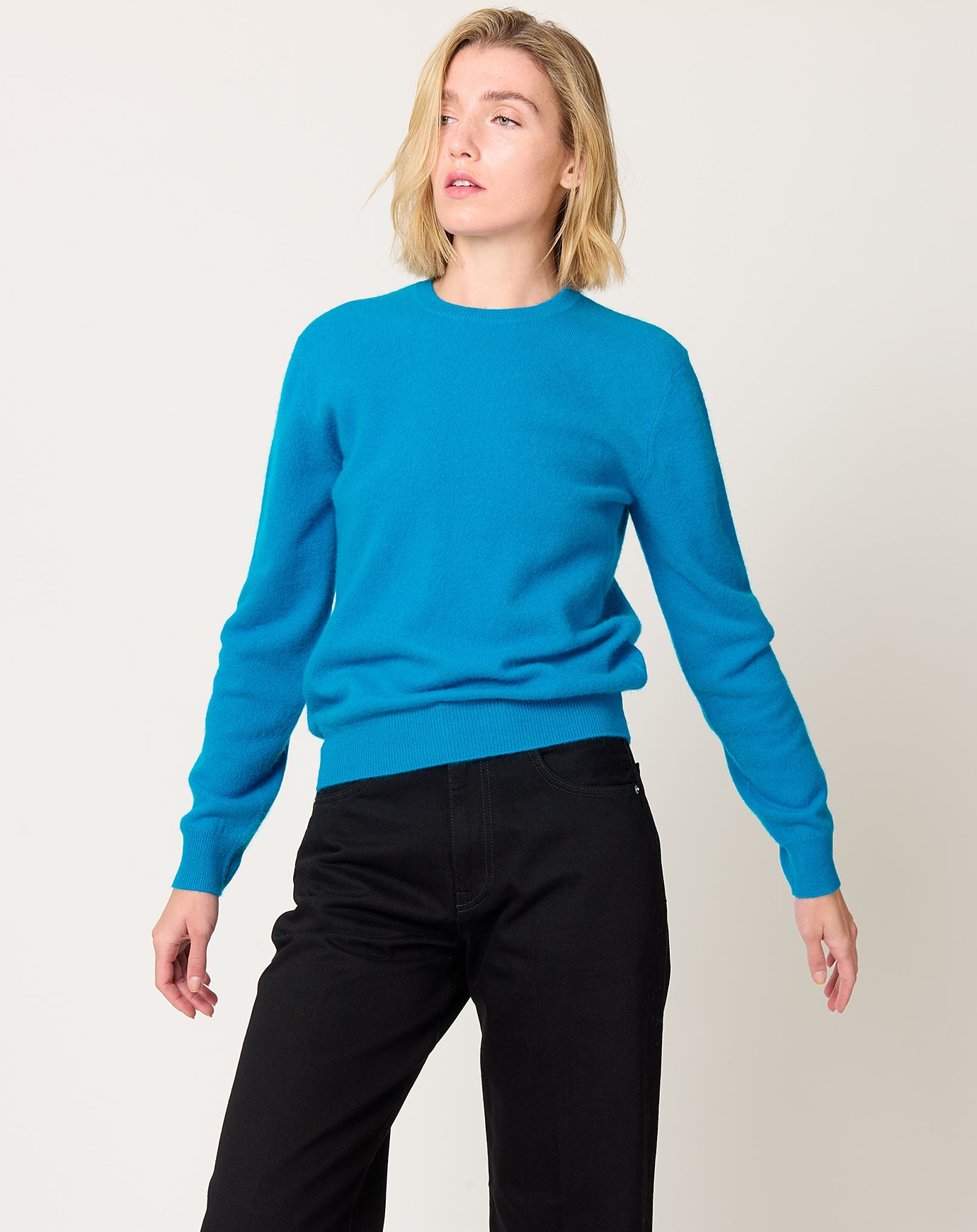 Frenckenberger Mini R Neck Sweater in Electric Blue