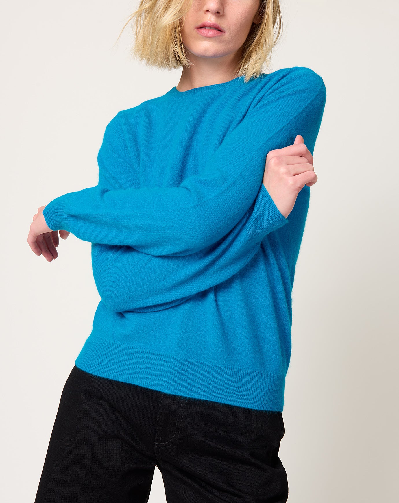 Frenckenberger Mini R Neck Sweater in Electric Blue