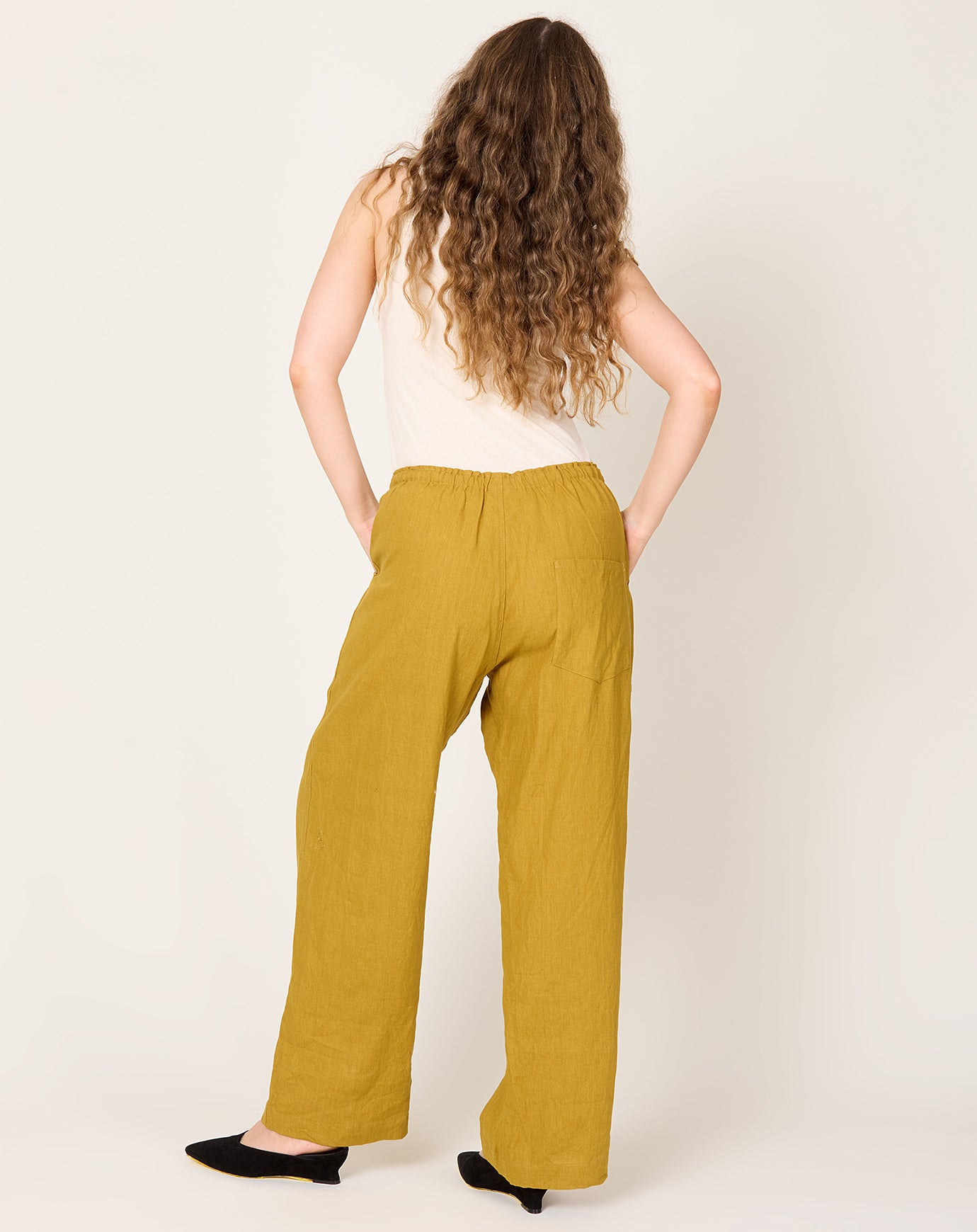 Ichi Antiquités Color Linen Pants in Mustard