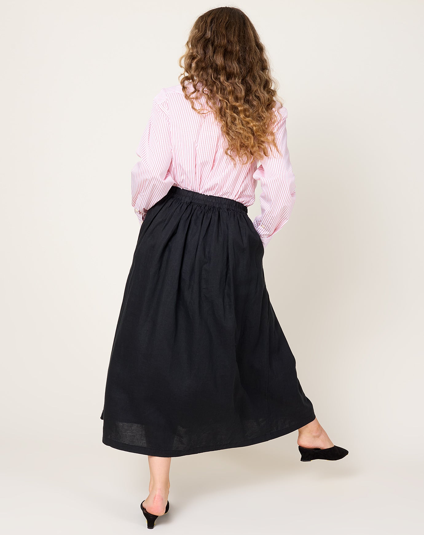 Ichi Antiquités Color Linen Skirt in Black