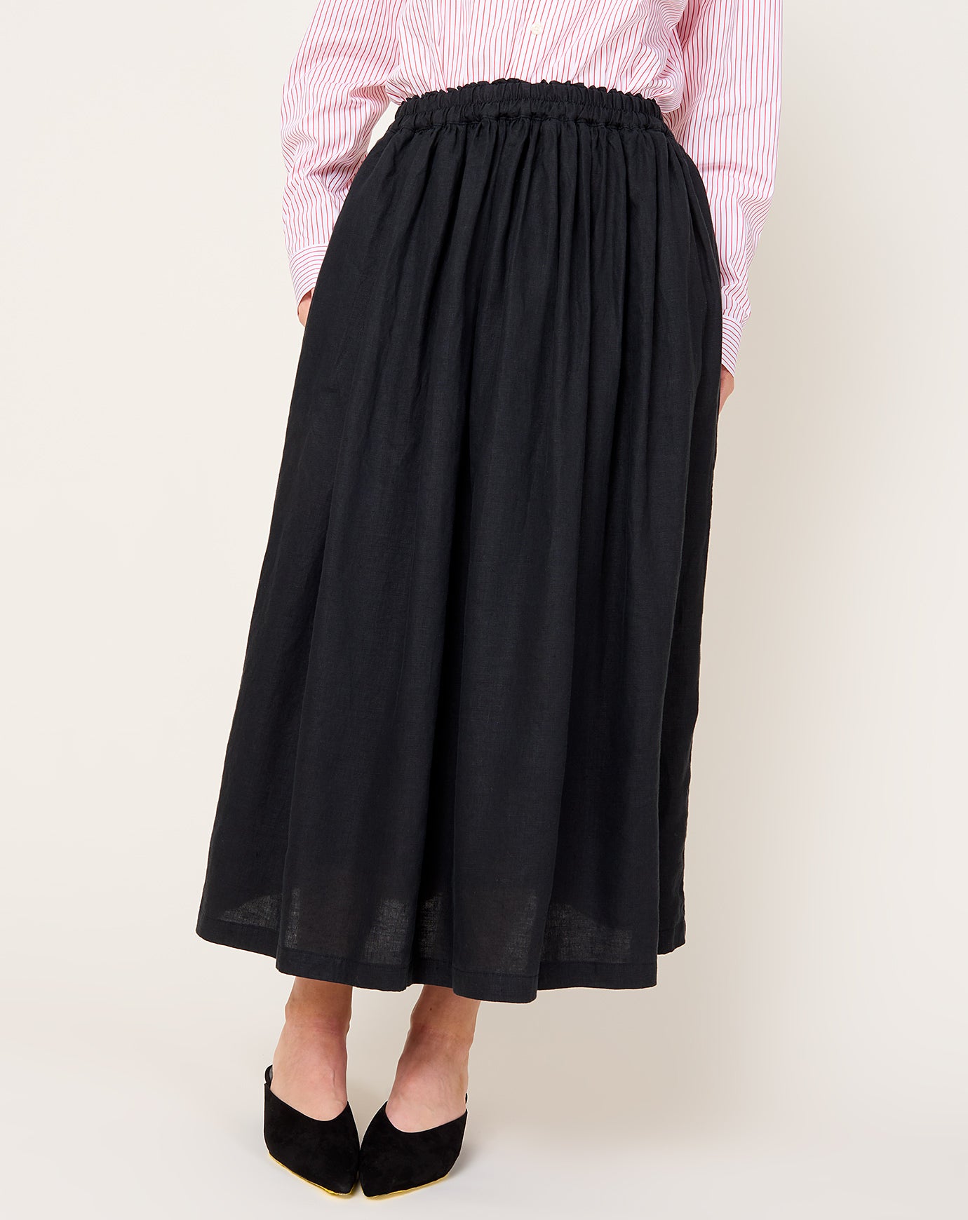 Ichi Antiquités Color Linen Skirt in Black