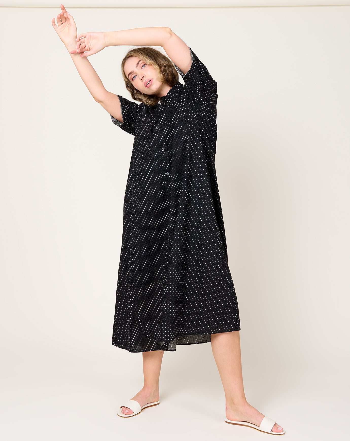 Ichi Antiquités C/L Dot Dress in Black