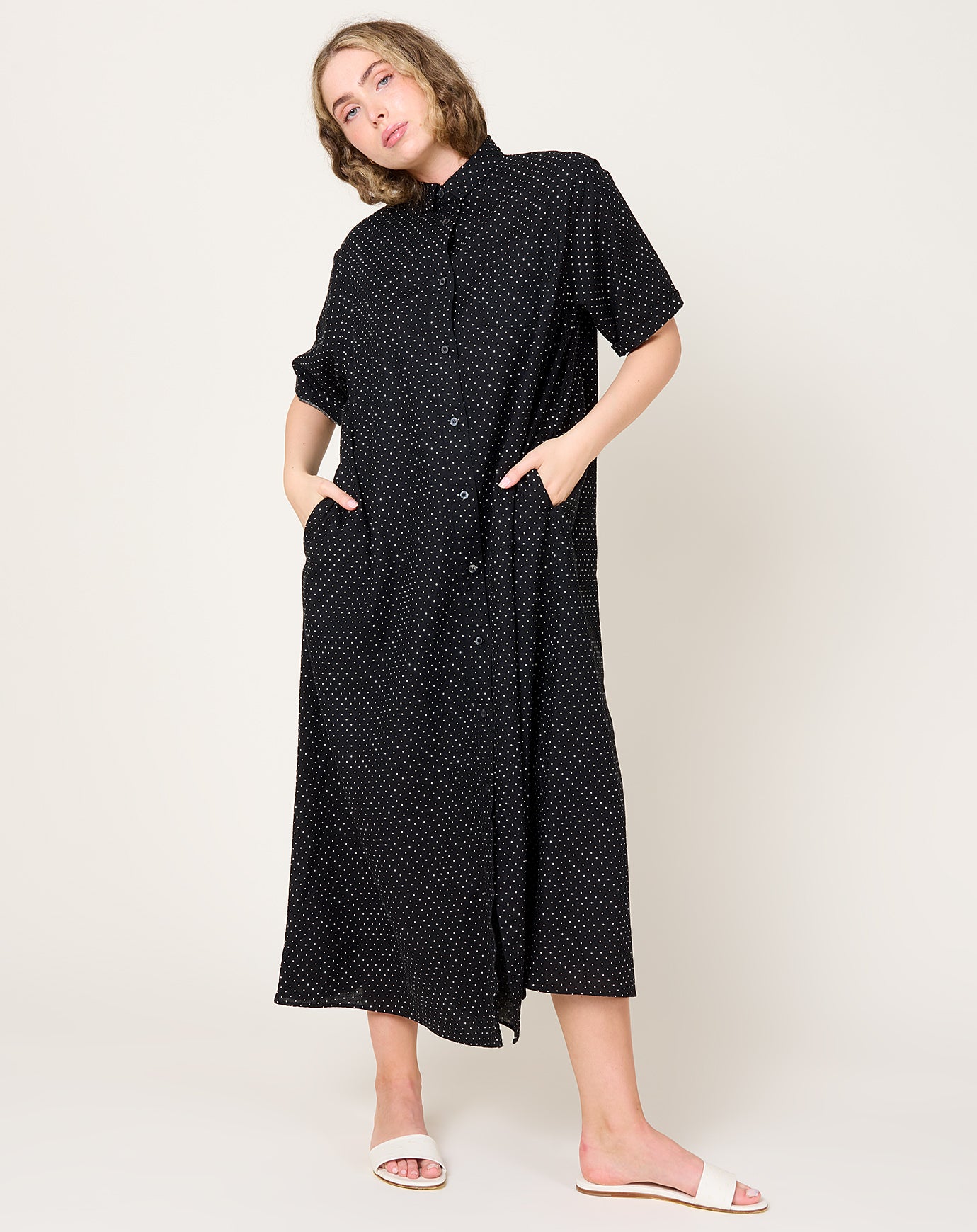 Ichi Antiquités C/L Dot Dress in Black