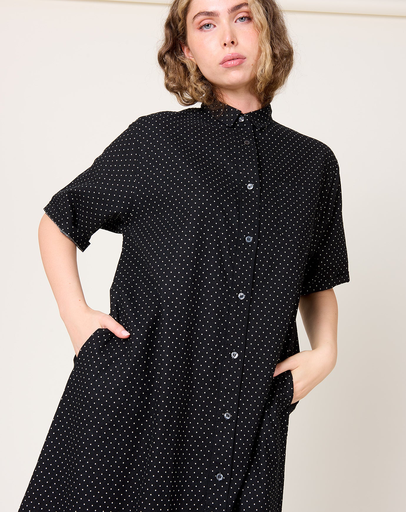 Ichi Antiquités C/L Dot Dress in Black