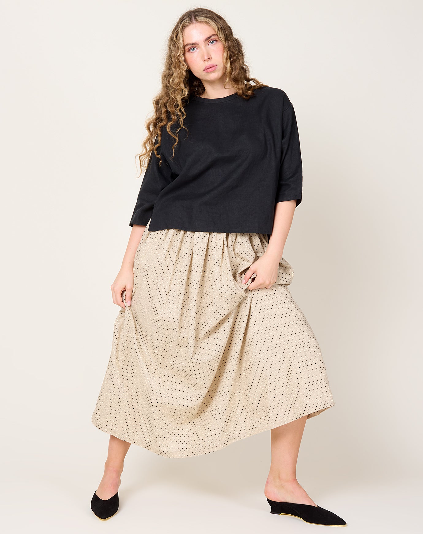 Ichi Antiquités C/L Dot Skirt in Natural