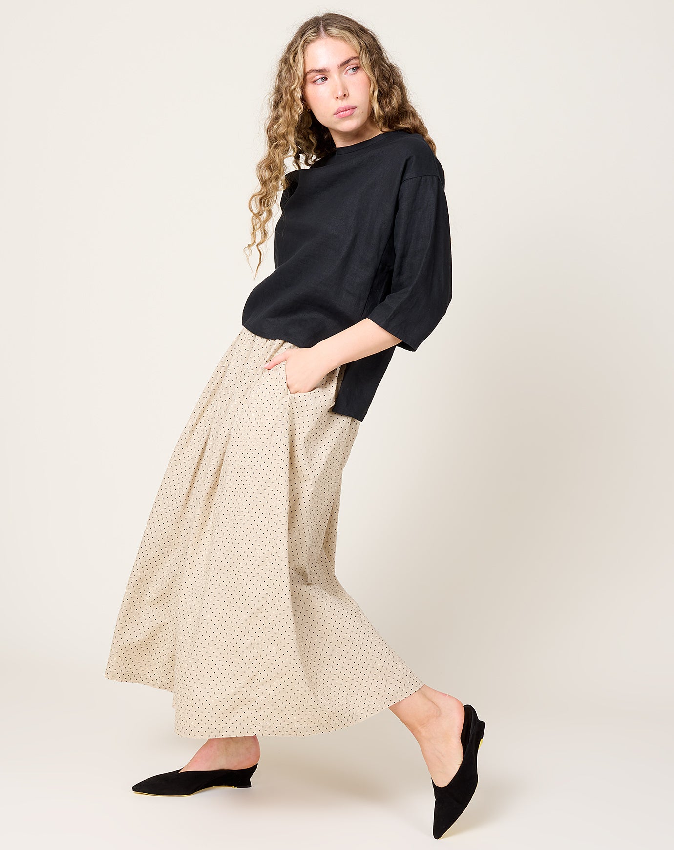 Ichi Antiquités C/L Dot Skirt in Natural