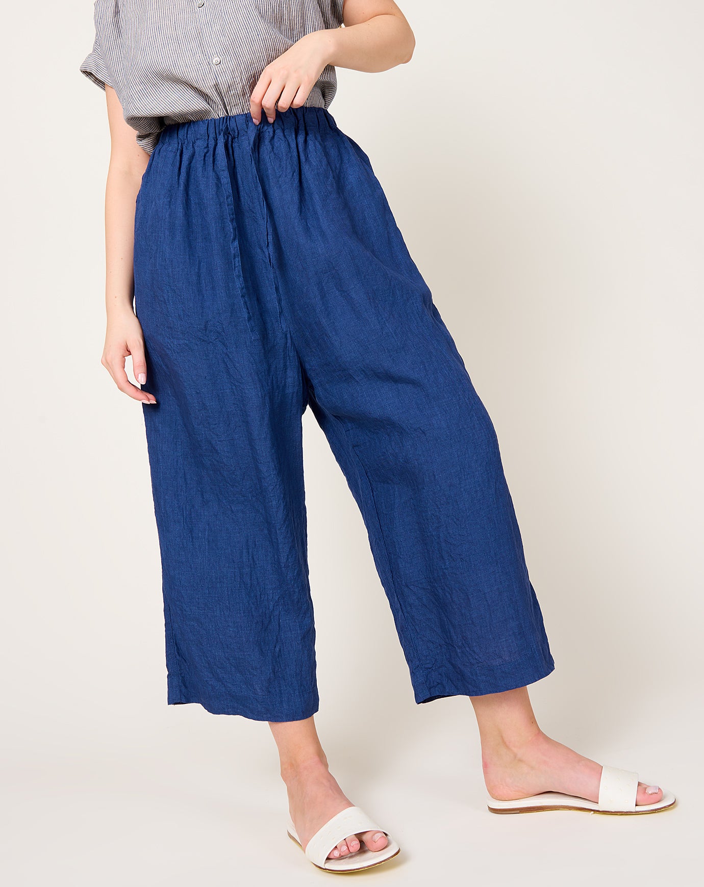 Ichi Antiquités Indigo Linen Pants