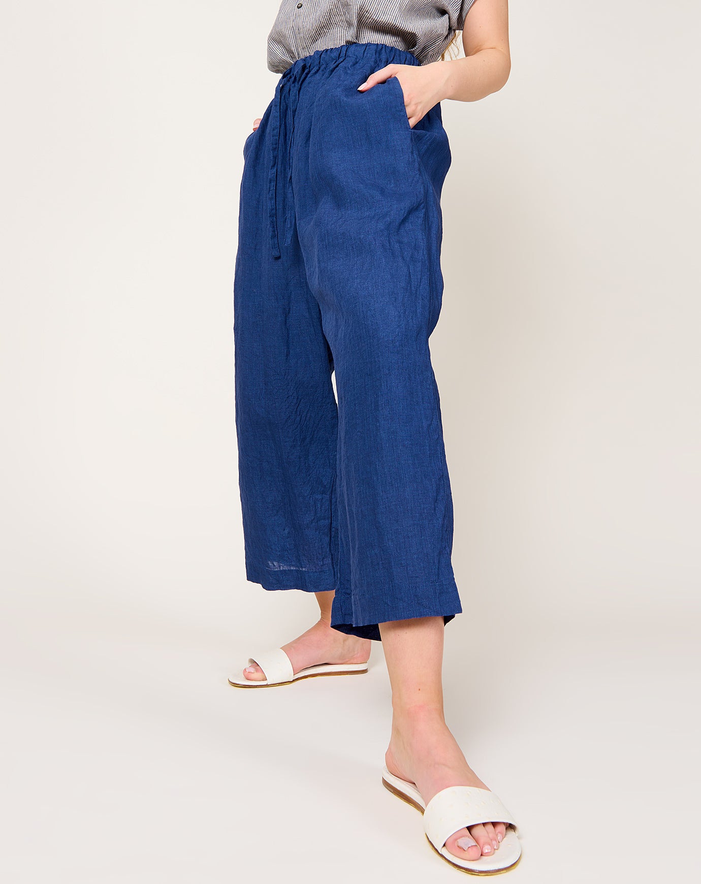 Ichi Antiquités Indigo Linen Pants