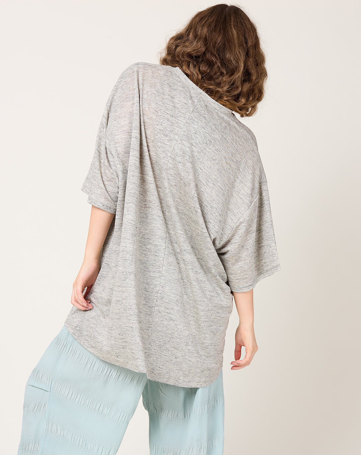 Ichi Antiquités Linen Jersey Pullover in Grey