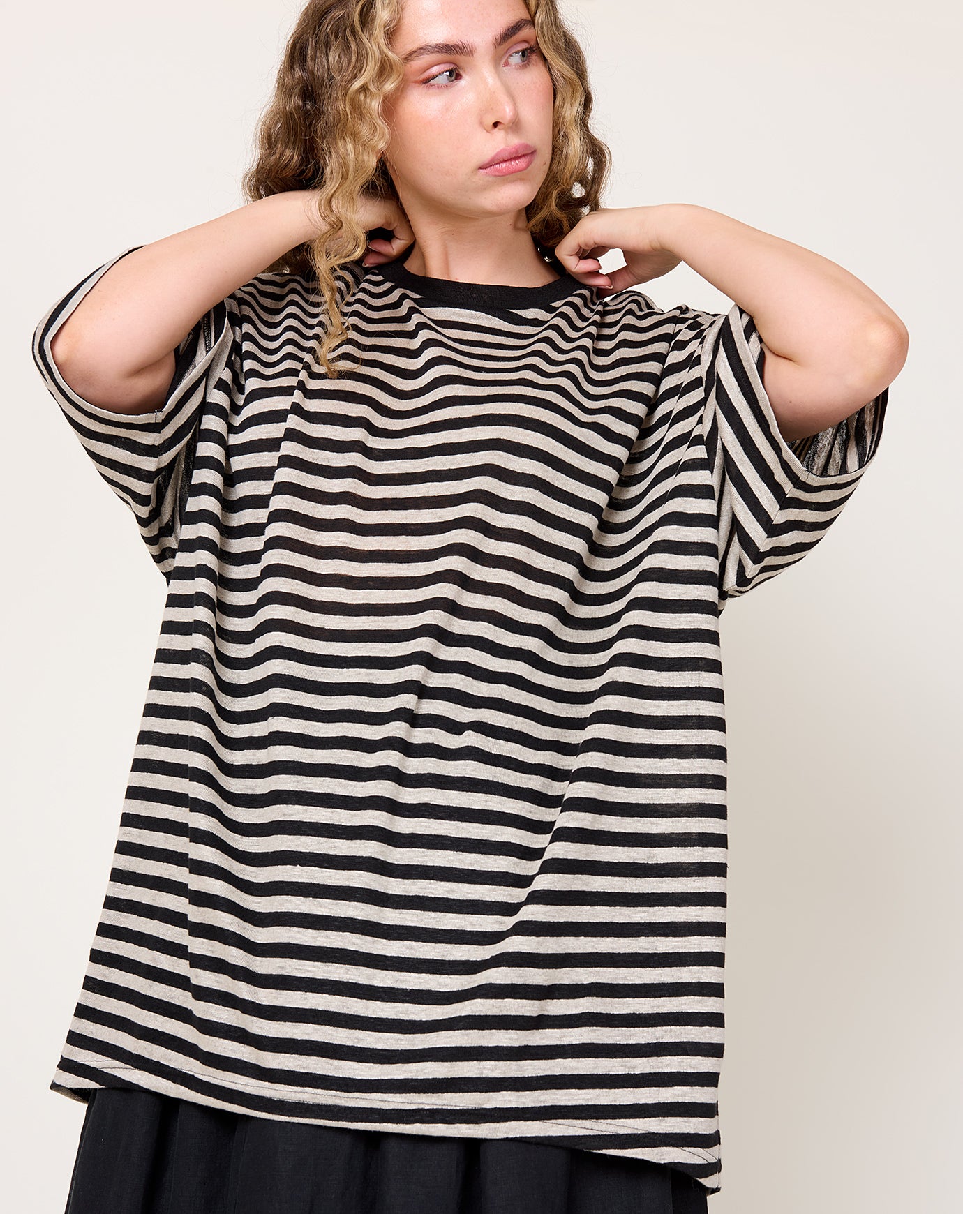 Ichi Antiquités Stripe Linen Jersey Pullover