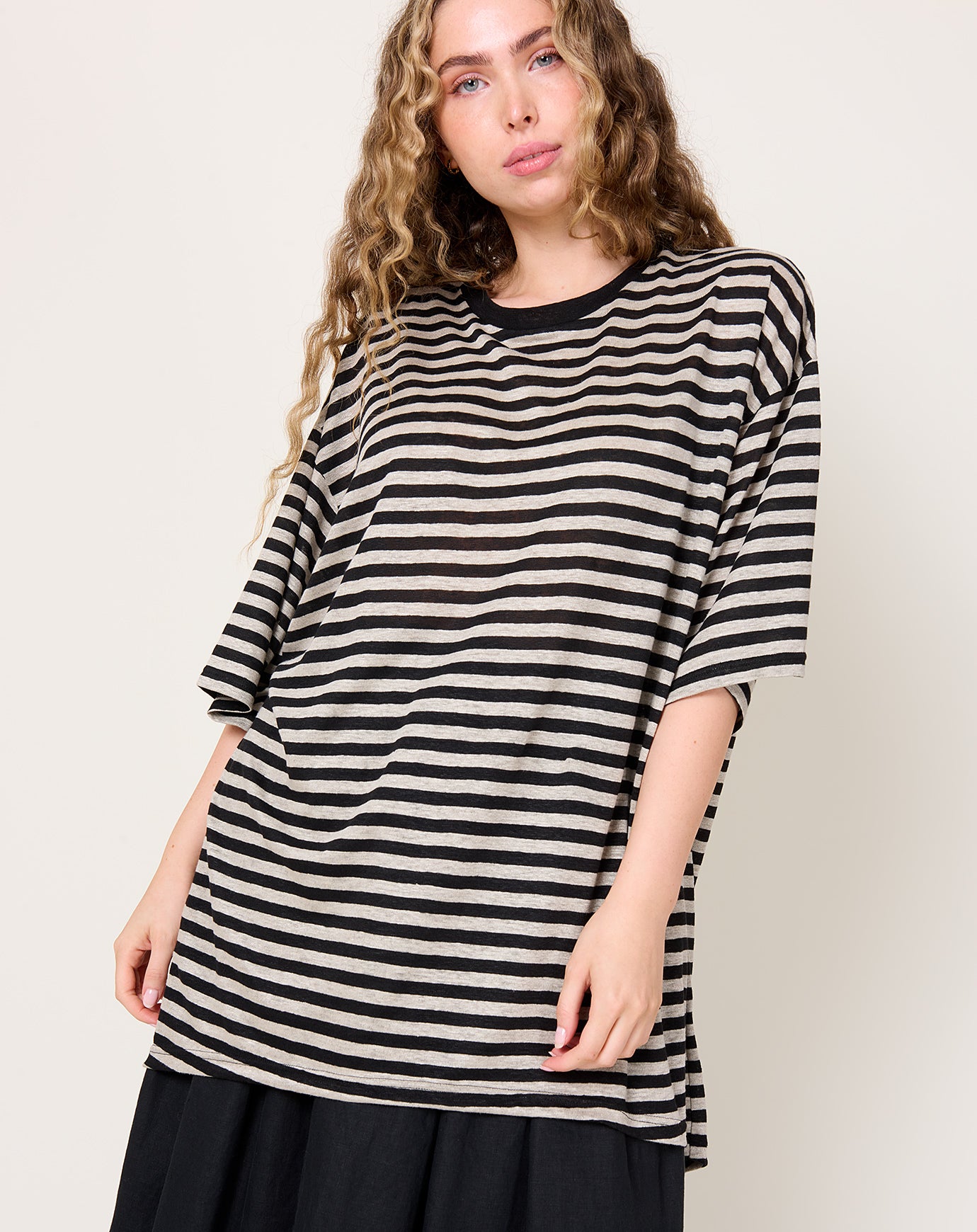 Ichi Antiquités Stripe Linen Jersey Pullover