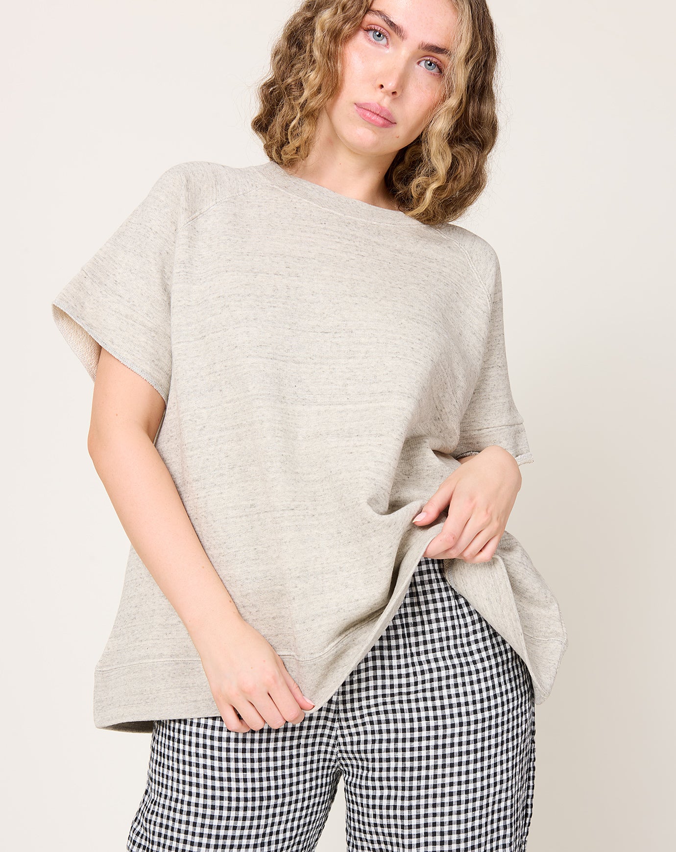 Ichi Antiquités UNDYED Fleece Pullover in Grey