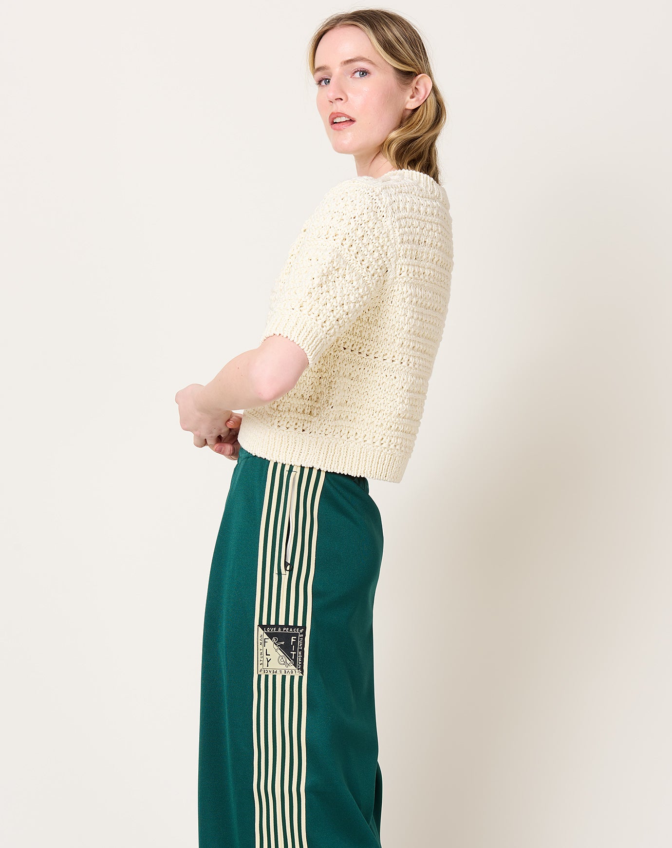 JUD Little Town Short Sleeved Pullover in Ecru