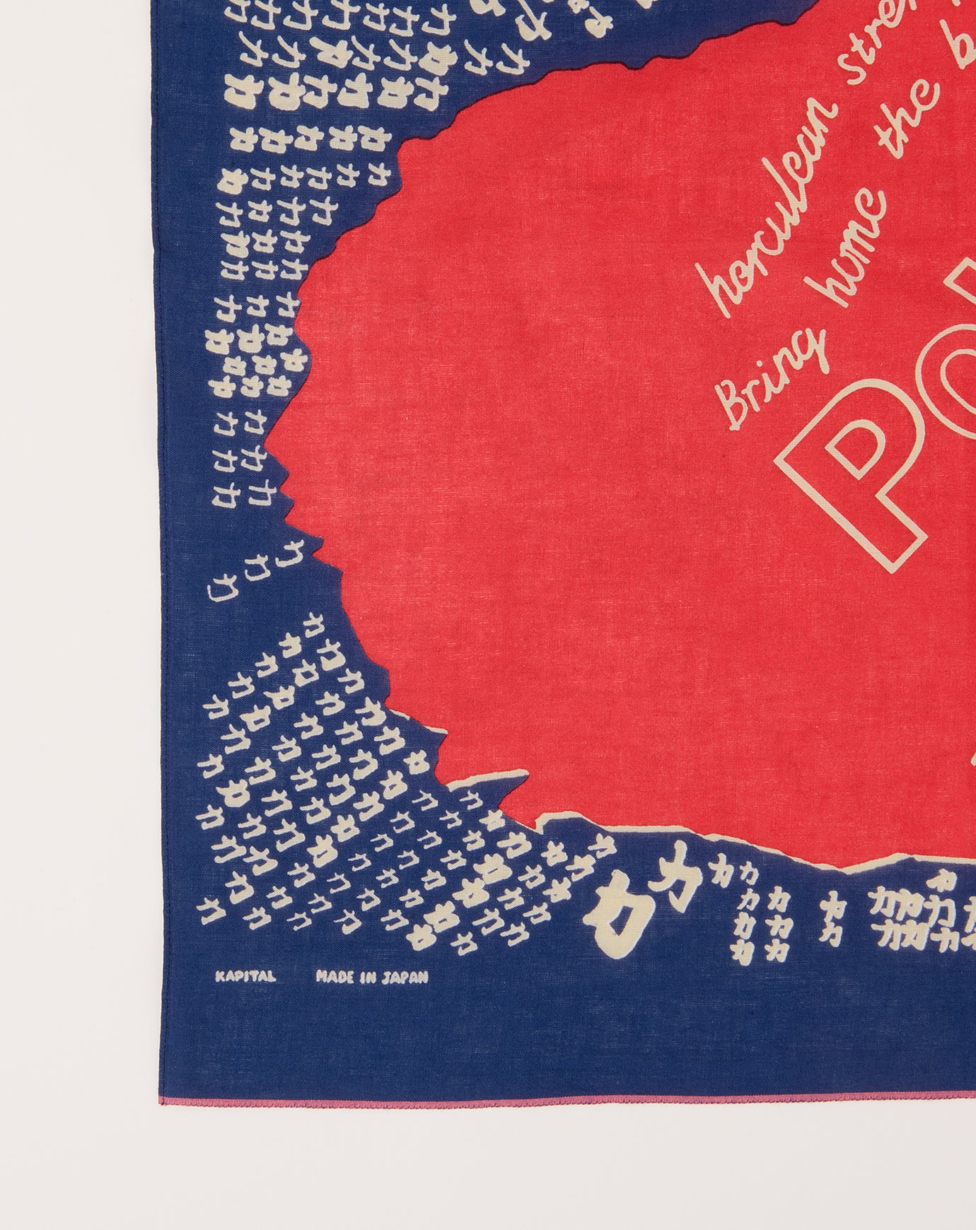 Kapital Fastcolor Selvedge Bandanna (LOVE POWER) in Navy
