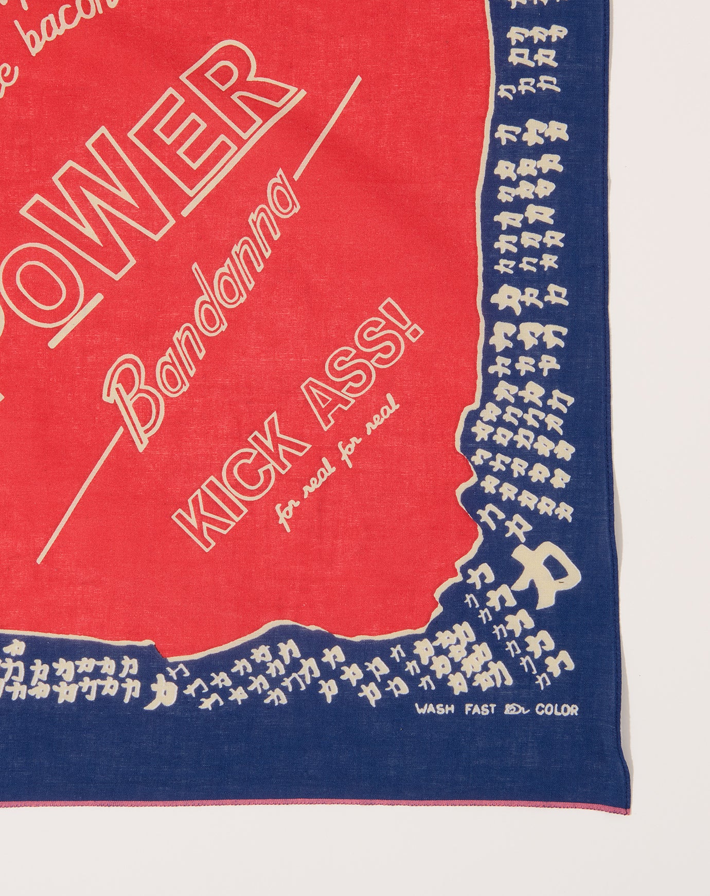 Kapital Fastcolor Selvedge Bandanna (LOVE POWER) in Navy