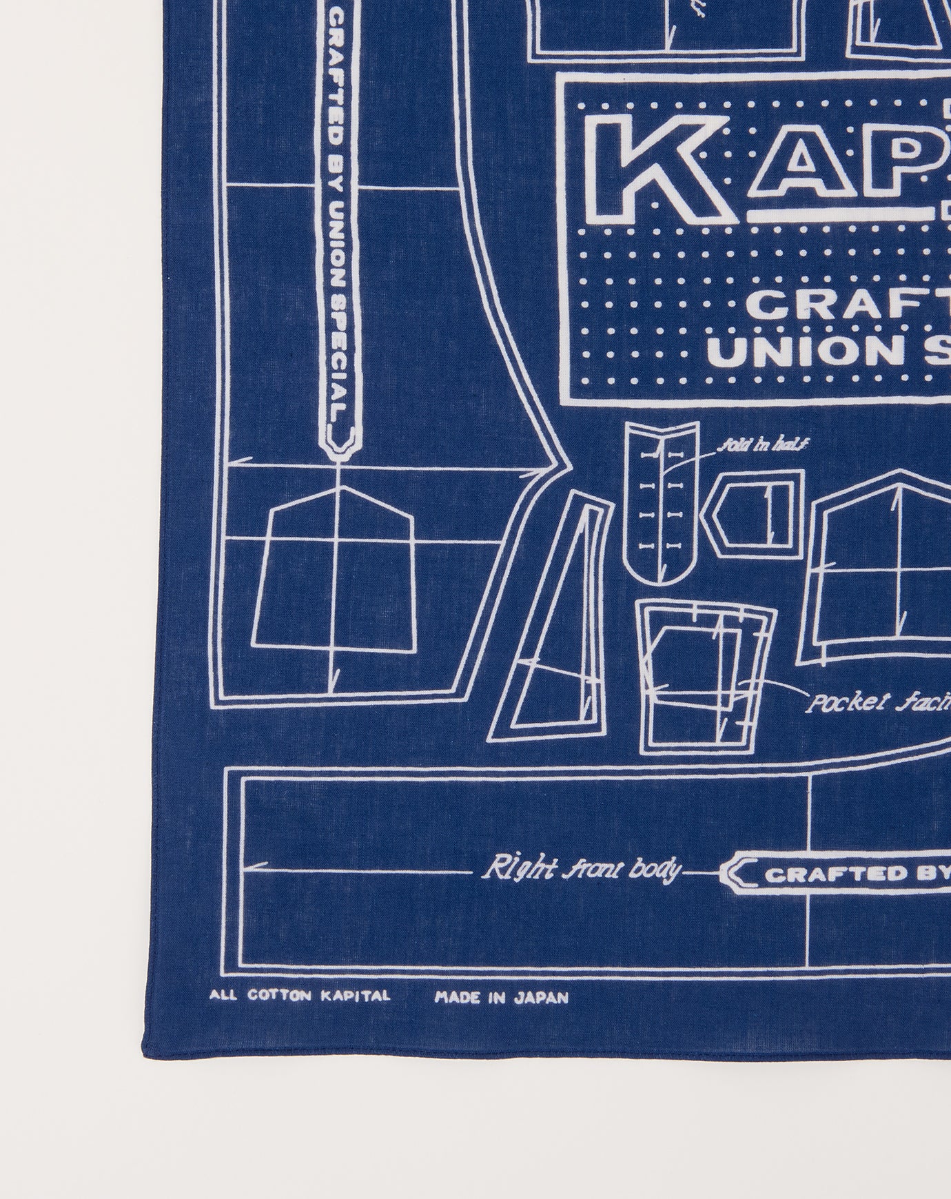 Kapital Fastcolor Selvedge Bandana (BARBIE PATTERN) in Navy