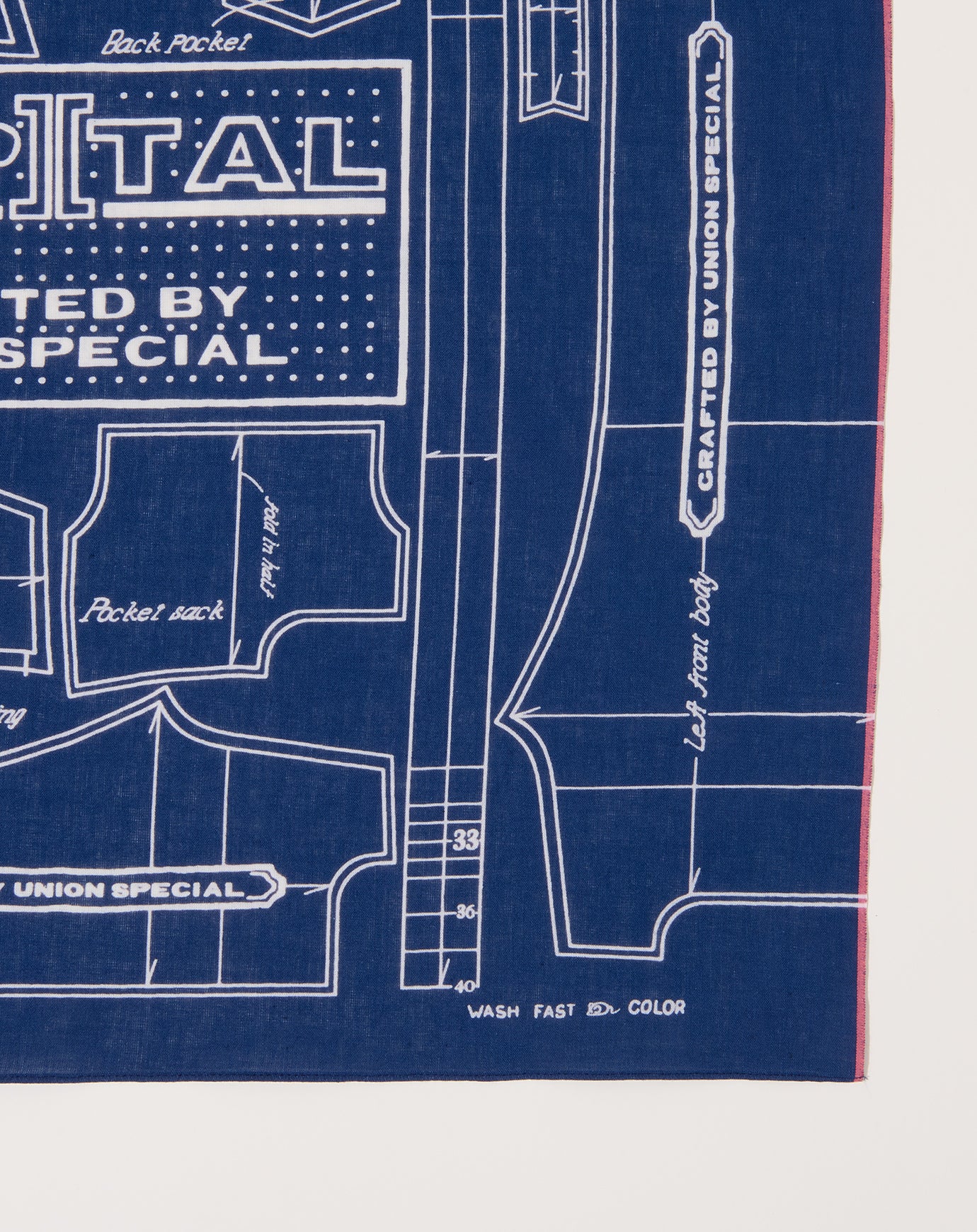 Kapital Fastcolor Selvedge Bandana (BARBIE PATTERN) in Navy