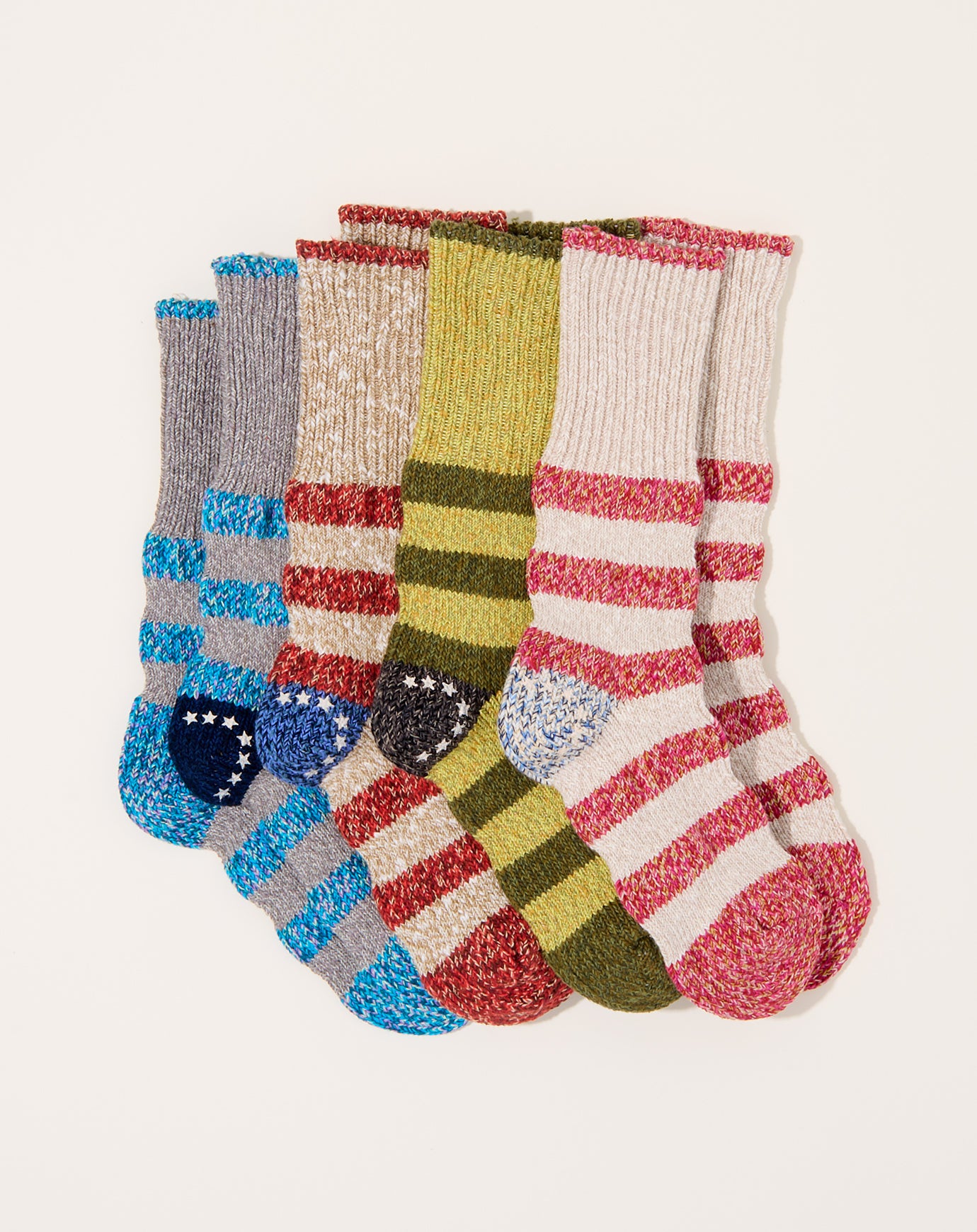 Kapital 56 Yarns Flag Stripe Socks in Khaki